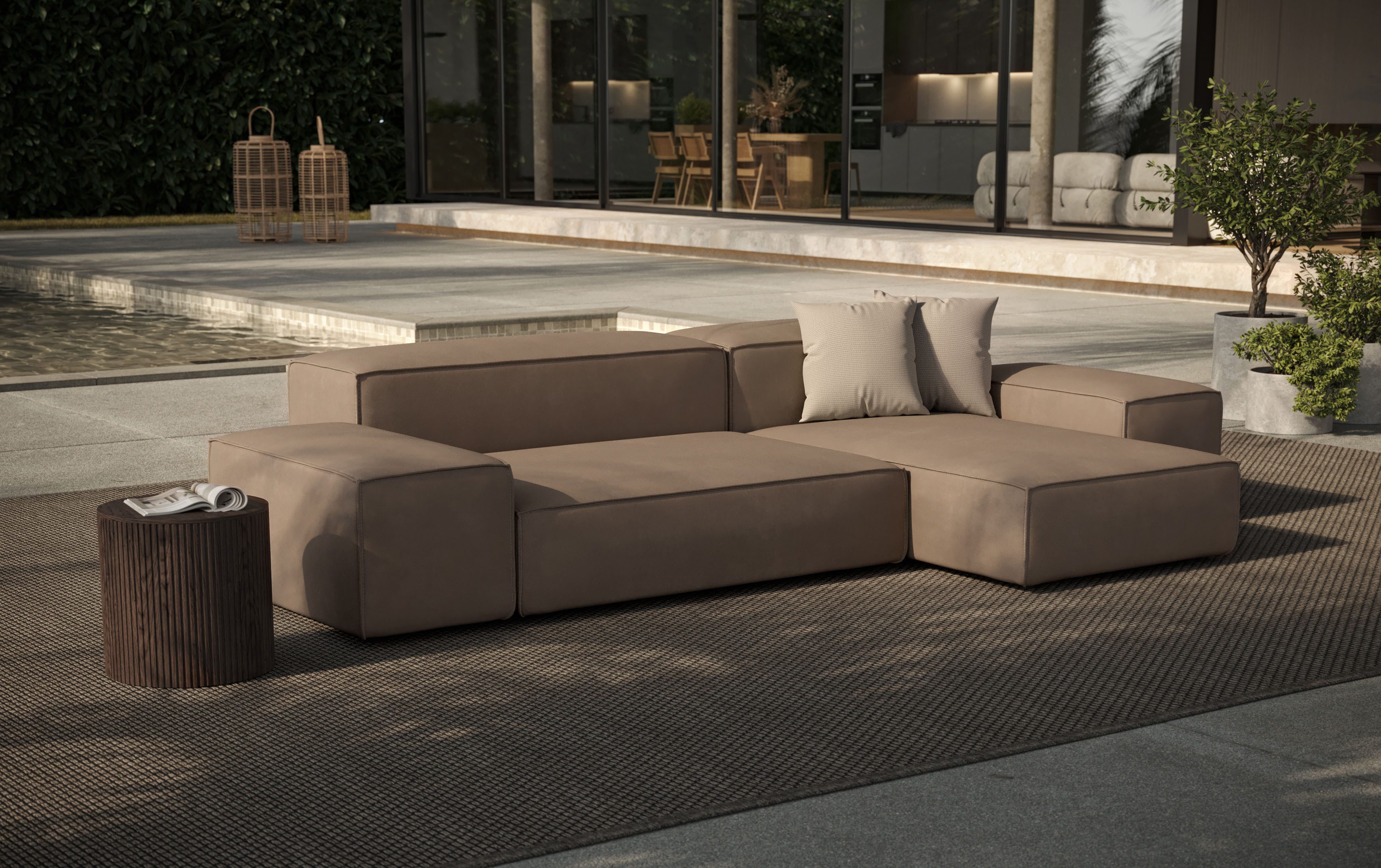 designwerk Hoekbank Puzzle, designsofa voor binnen en buiten, comfortabel, modulair bruin, hoekbanken