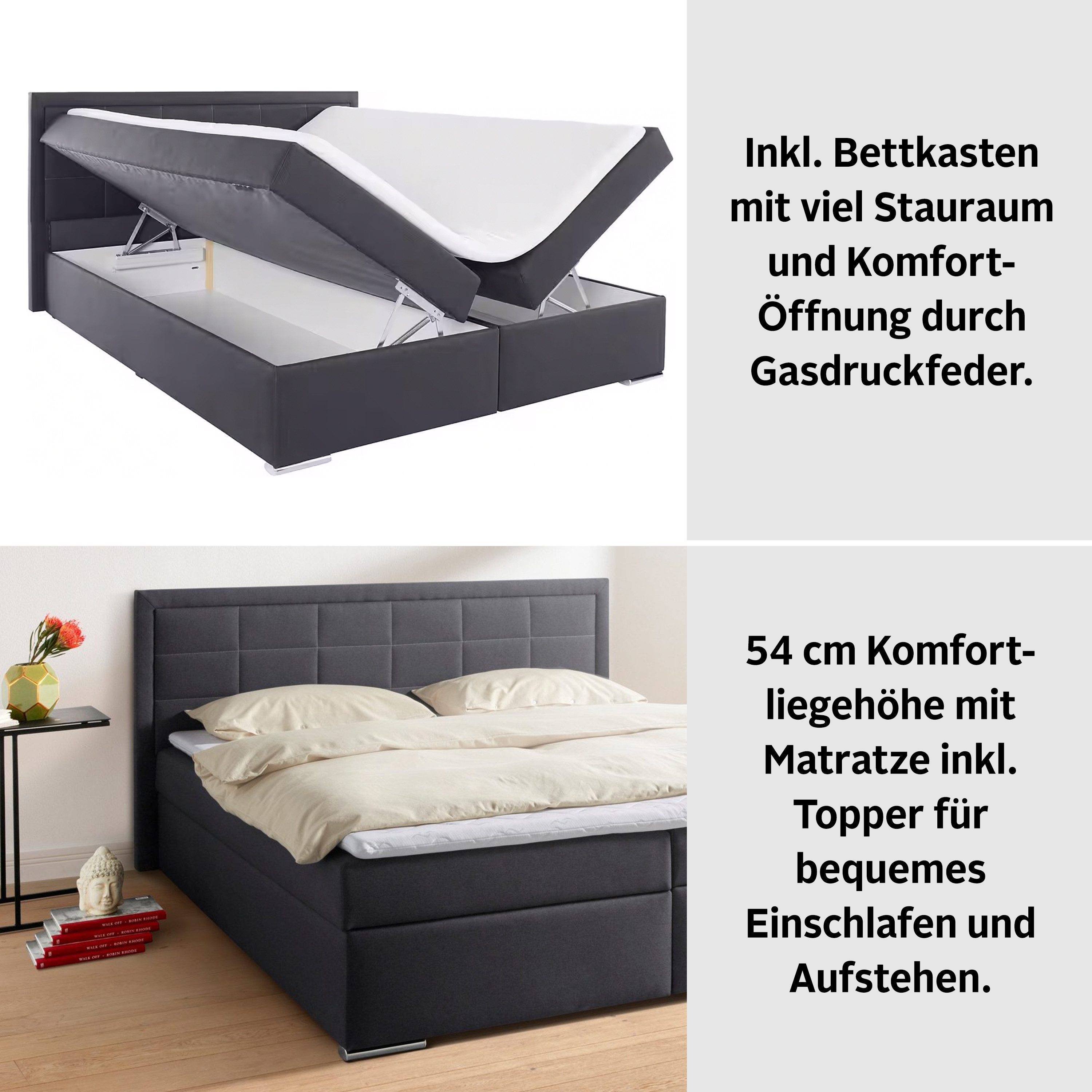COLLECTION AB Boxspring "Athena", OTTOs keuze, topseller optioneel met bedlade inclusief topper bij uitvoering met matras, in hardheden h2, h3, h4