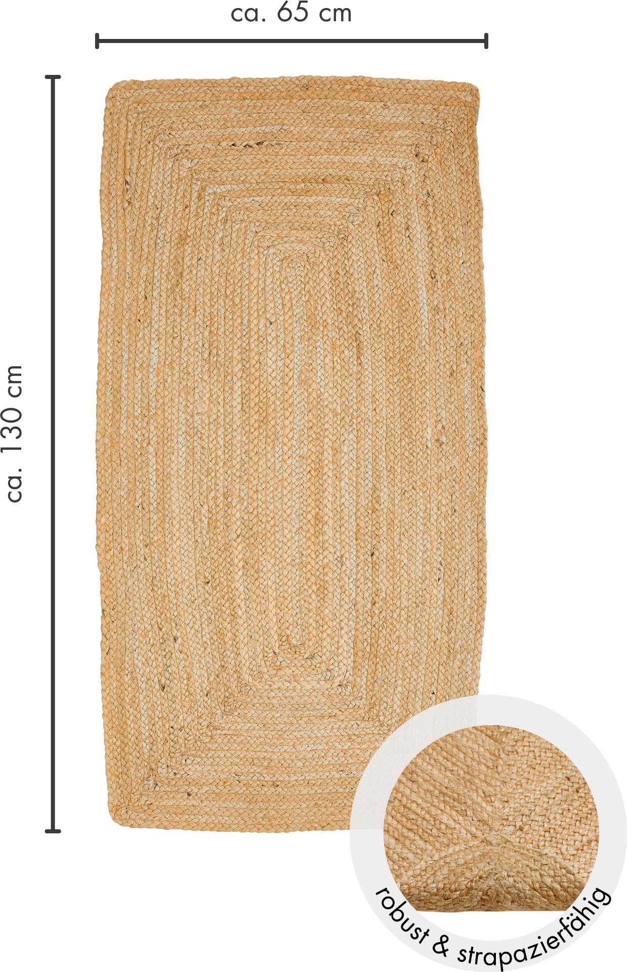 LUXOR living Vloerkleed Ibo, jute tapijt Omkeerbaar tapijt, handgeweven, natuurlijke vezel, Boho-stijl