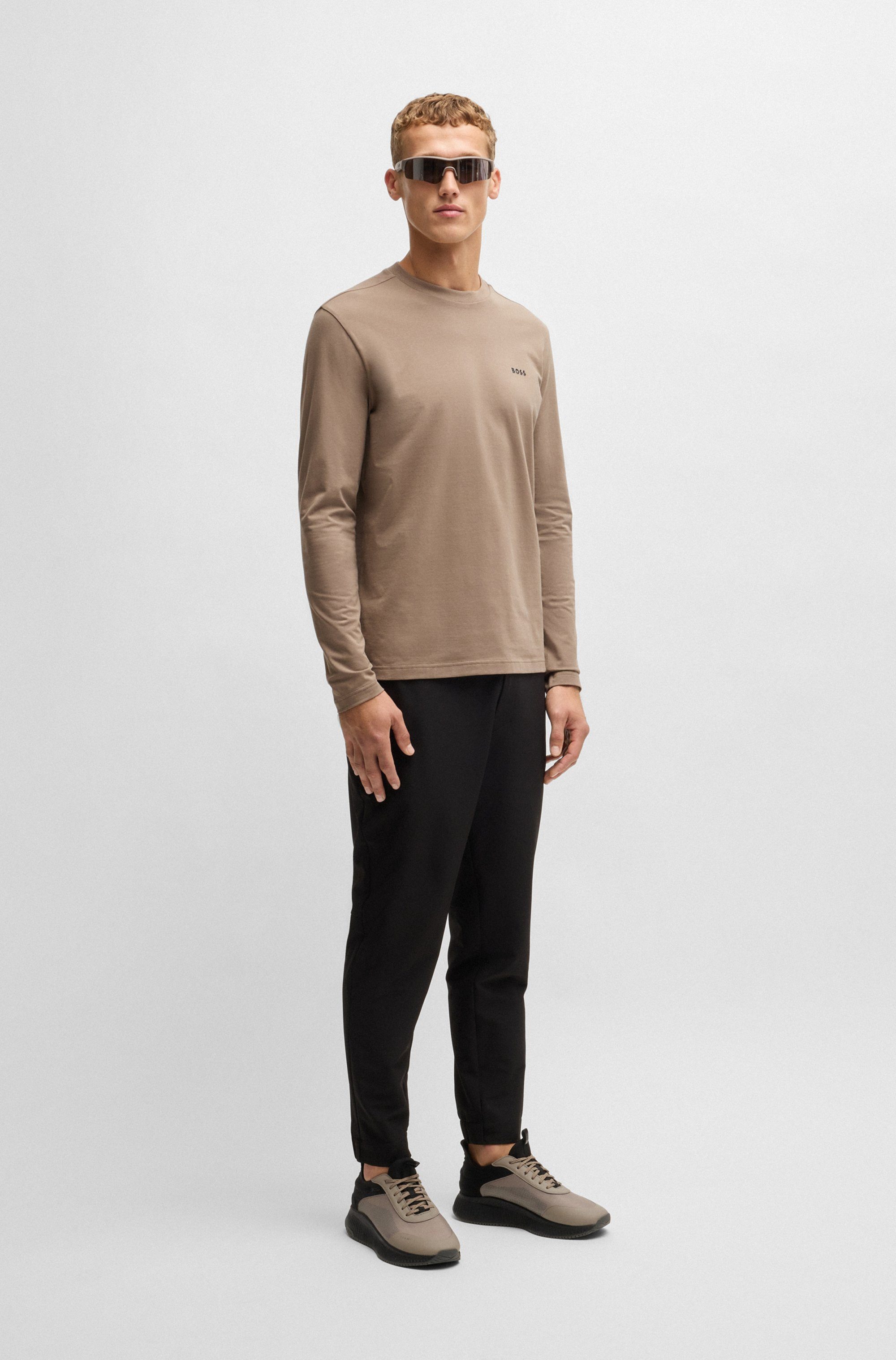 BOSS GREEN Shirt met lange mouwen Tee Long met een ronde hals