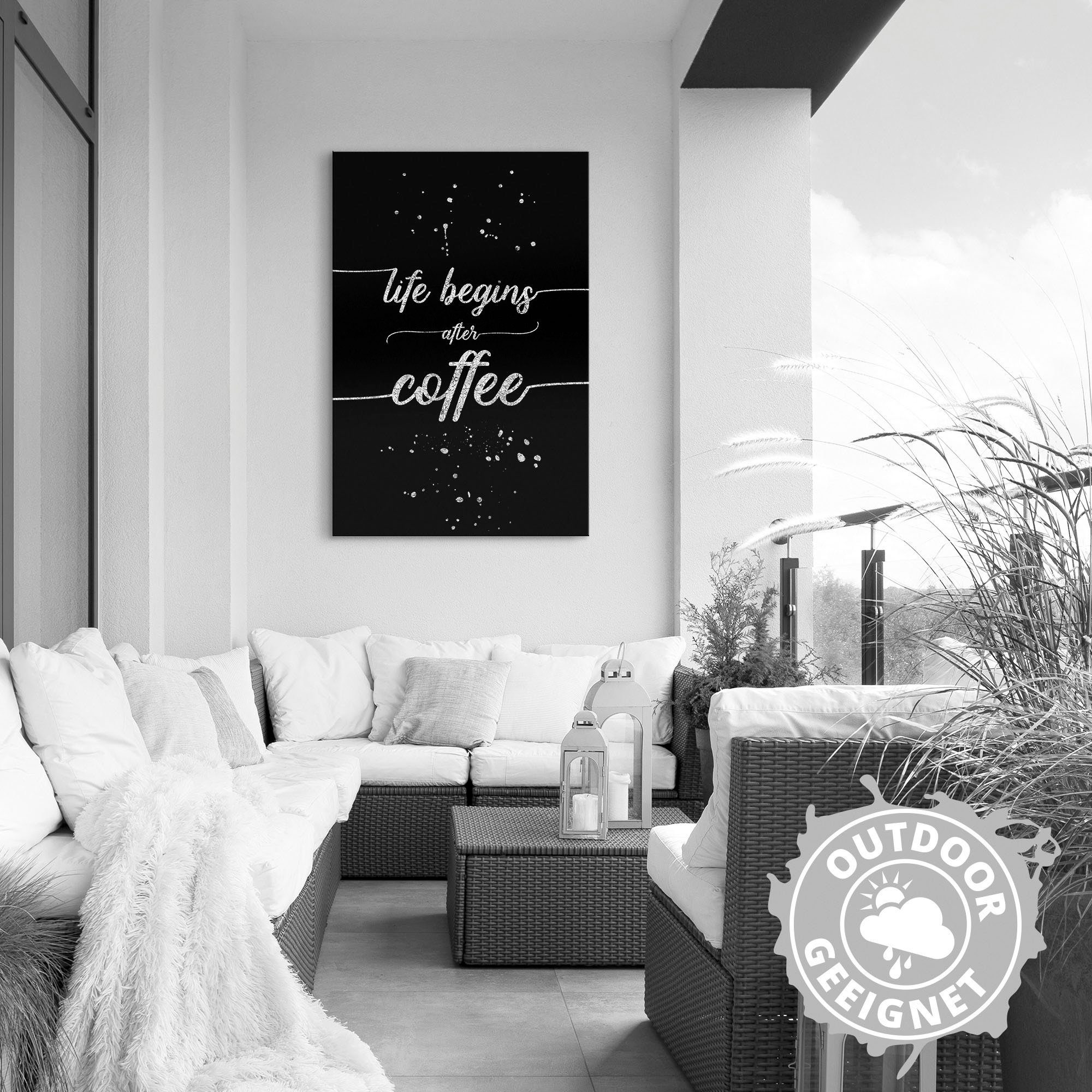 Artland Artprint Het leven begint na de koffie als artprint van aluminium, artprint op linnen, muursticker, verschillende maten