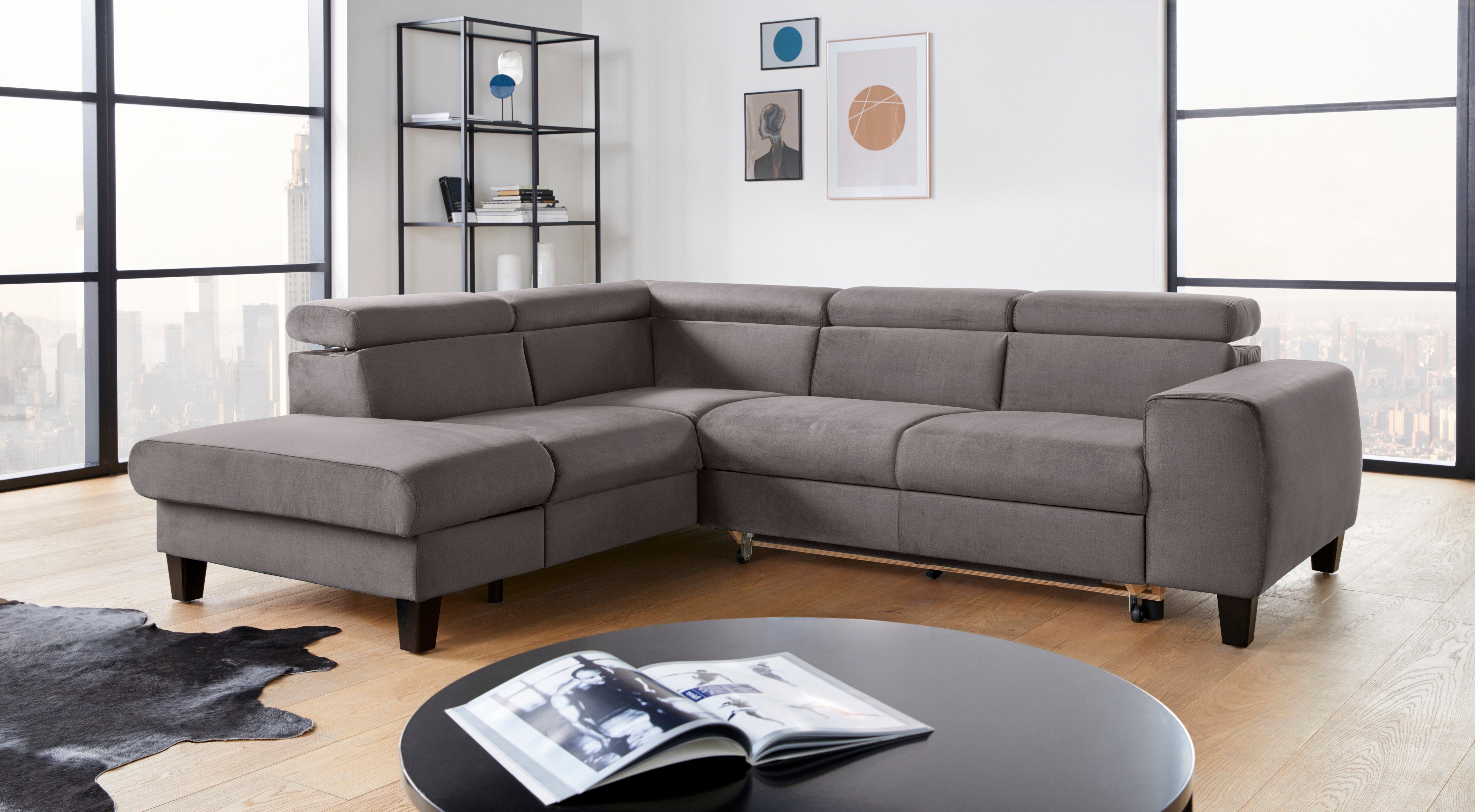 COTTA Zithoek Morven L-vorm Set bestaande uit: hoekbank met hoofdverstelling & hocker (set)