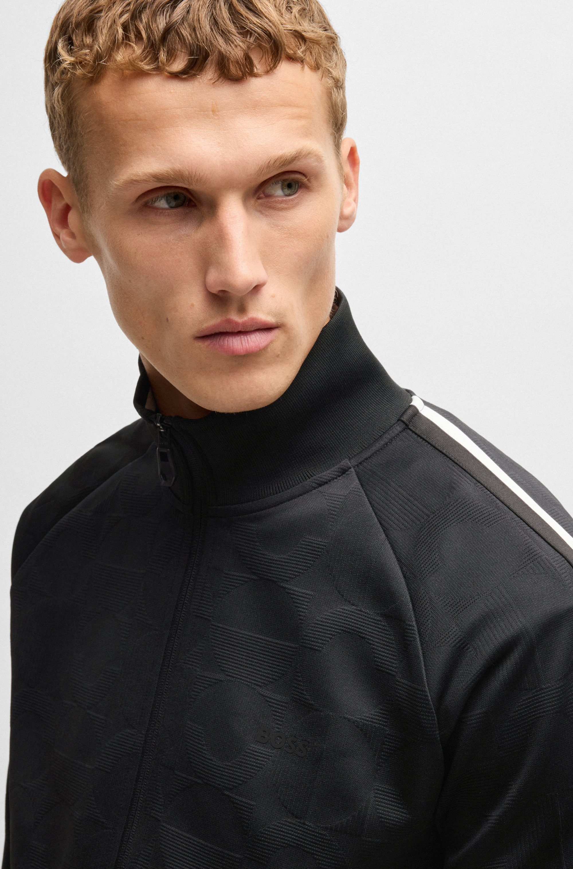 BOSS GREEN Sweatvest Skarley Strip met een subtiel patroon