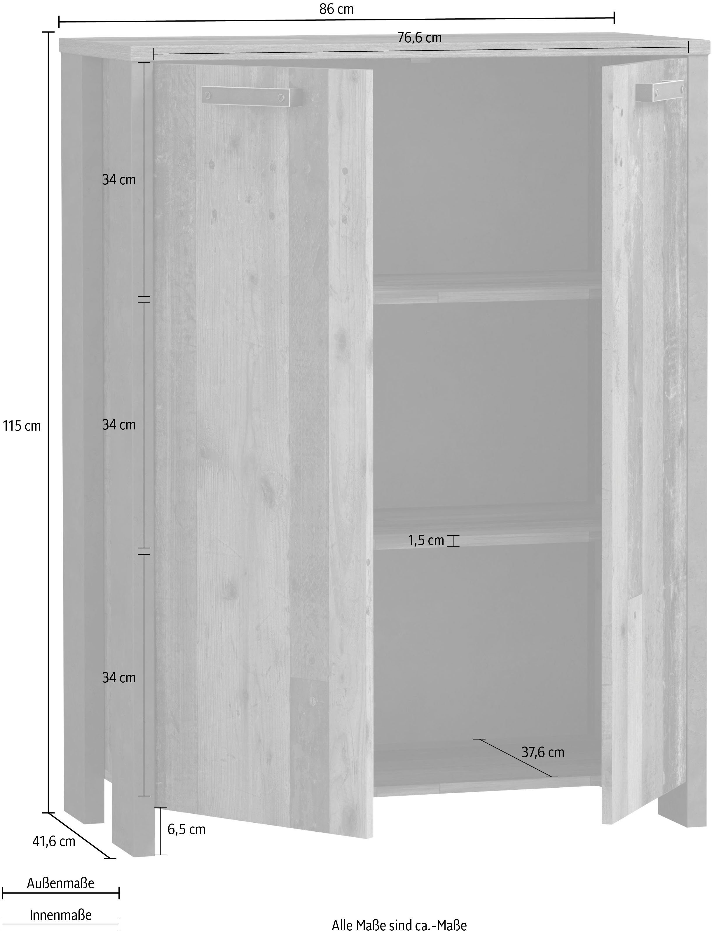 FORTE Kast Clif Dossierkast in industriële stijl, breedte 86 cm x hoogte 115 cm