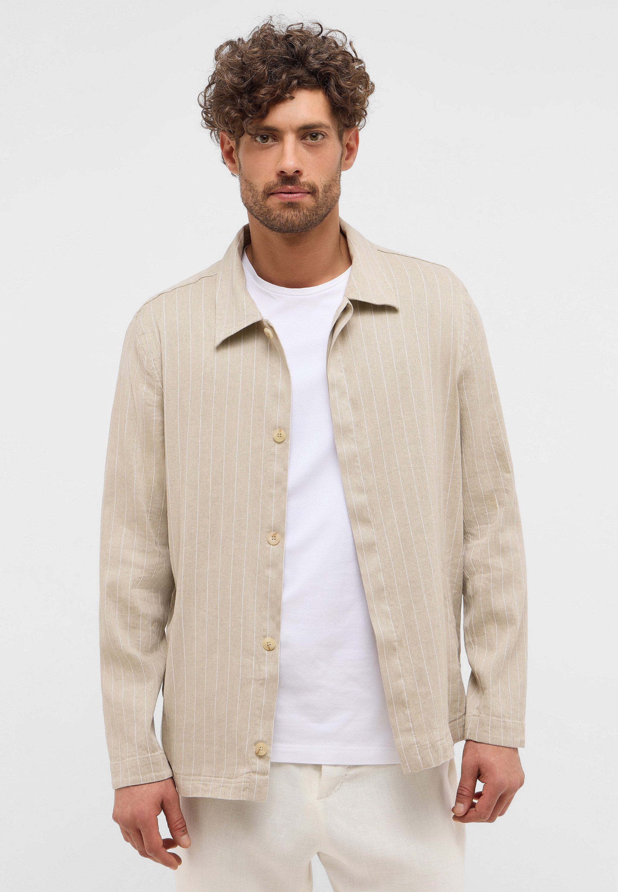 Eterna Overhemd met lange mouwen MODERN FIT EASY IRON (gemakkelijk te strijken) heren overhemden maat L beige