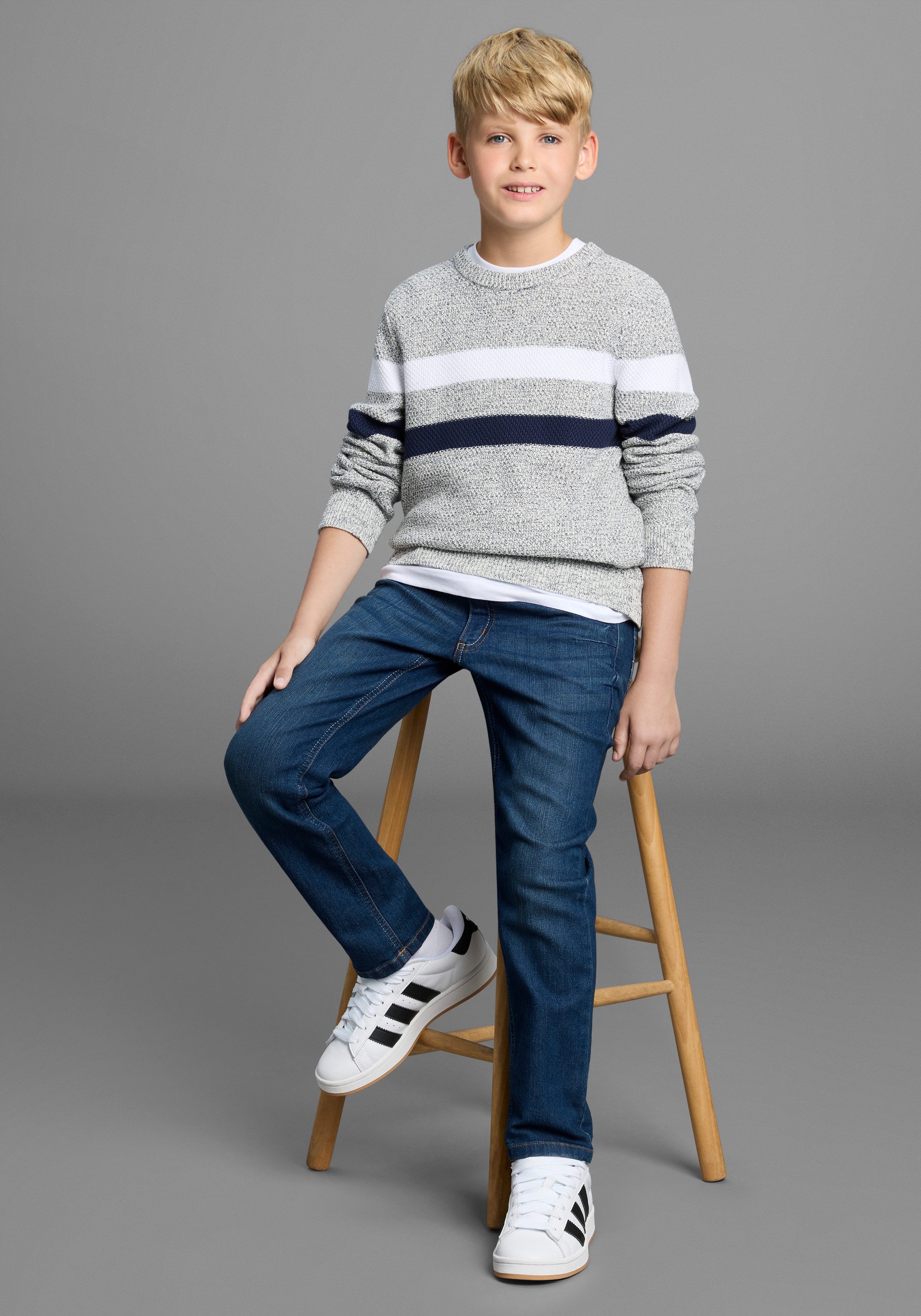 Bruno Banani Gebreide trui Gestreeptrui in modieuze breistructuur NIEUW: BRUNO BANANI voor TIENERS! Pullover in melange