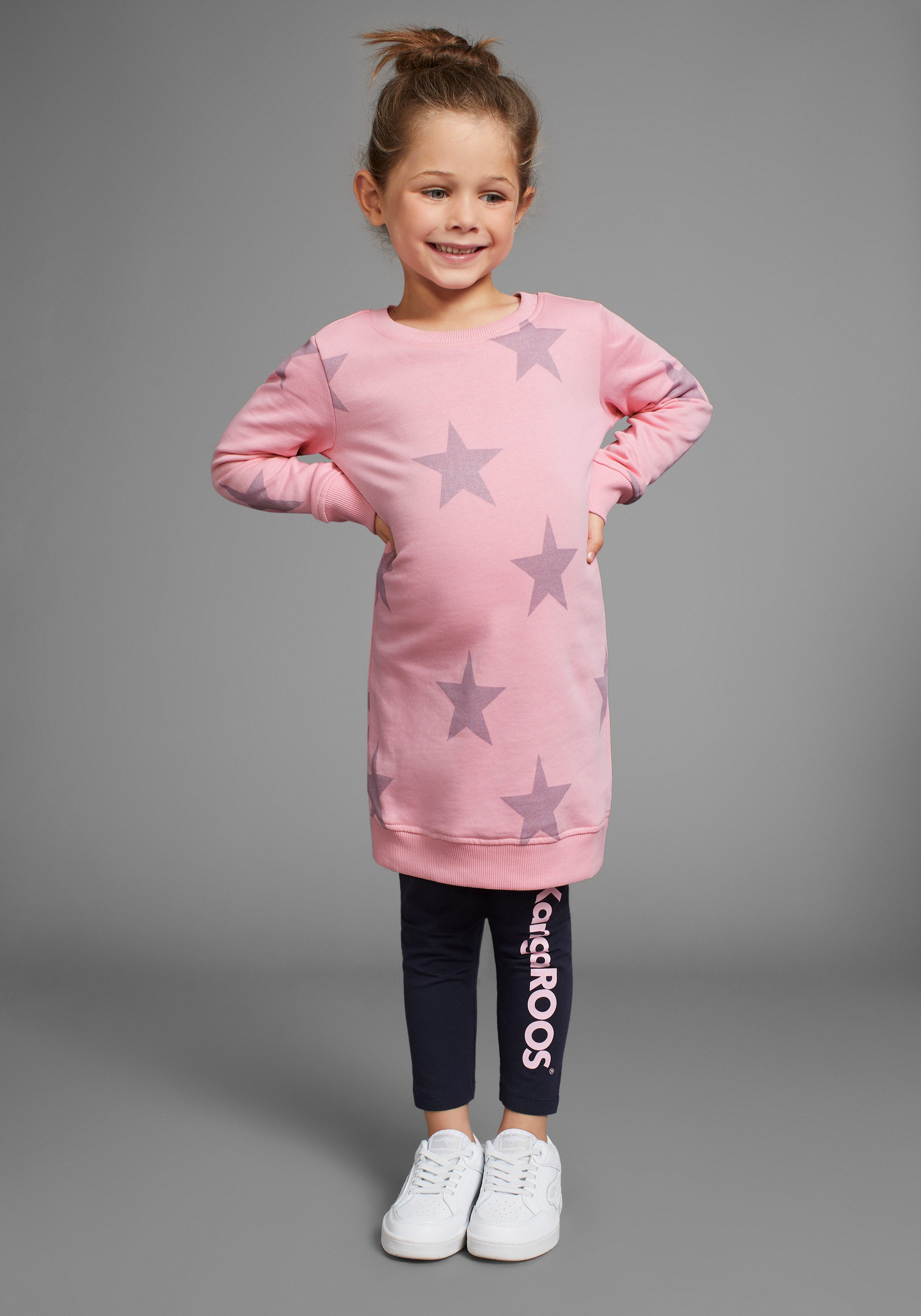 KIDSWORLD Sweatjurk Sterren-all-over jurk voor kleine meisjes