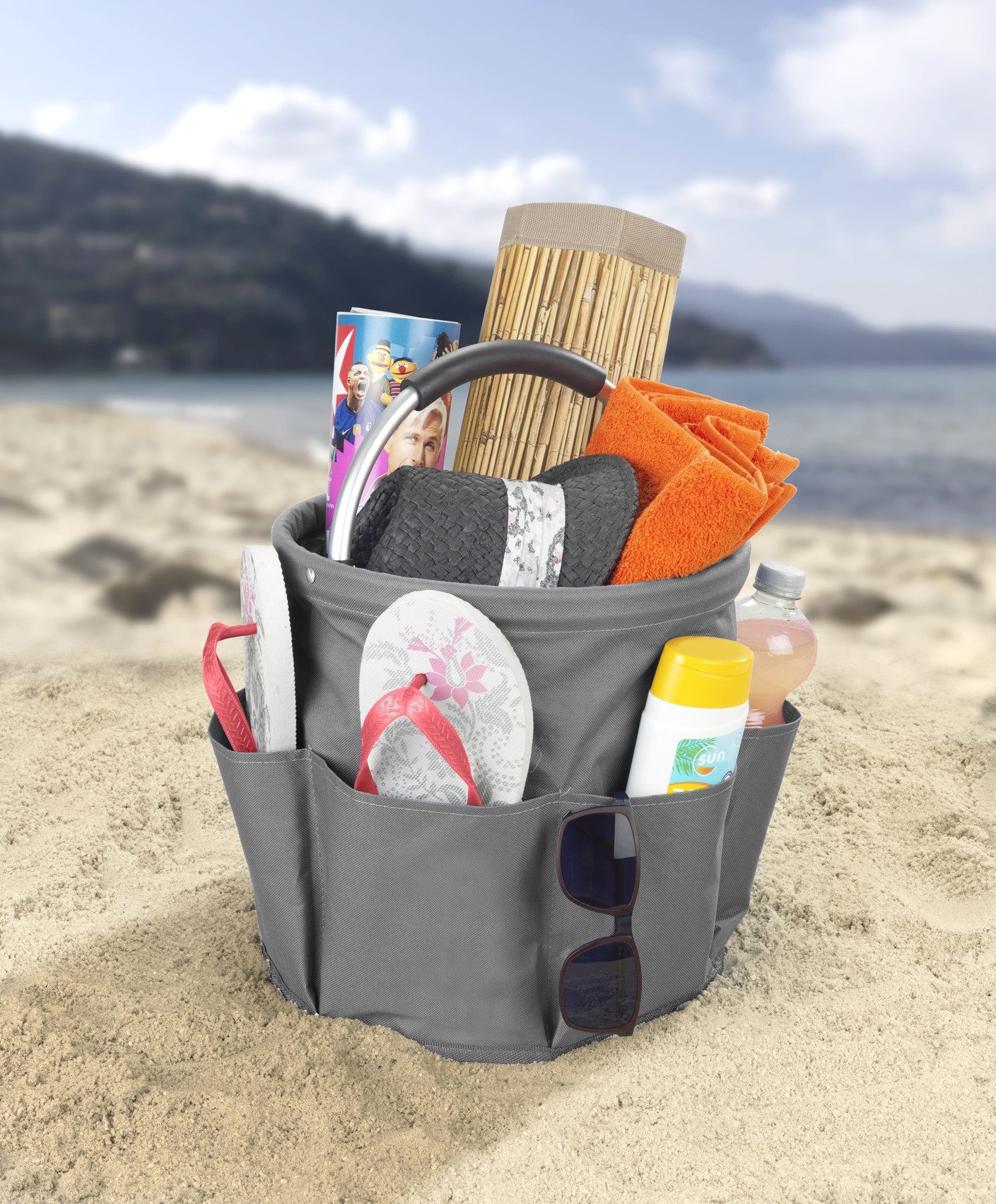 WENKO Organizer Universal-Reinigungs-Caddy Multifunctioneel mand met 6 buitenzakken, ideaal voor huishouden, tuin & kamperen