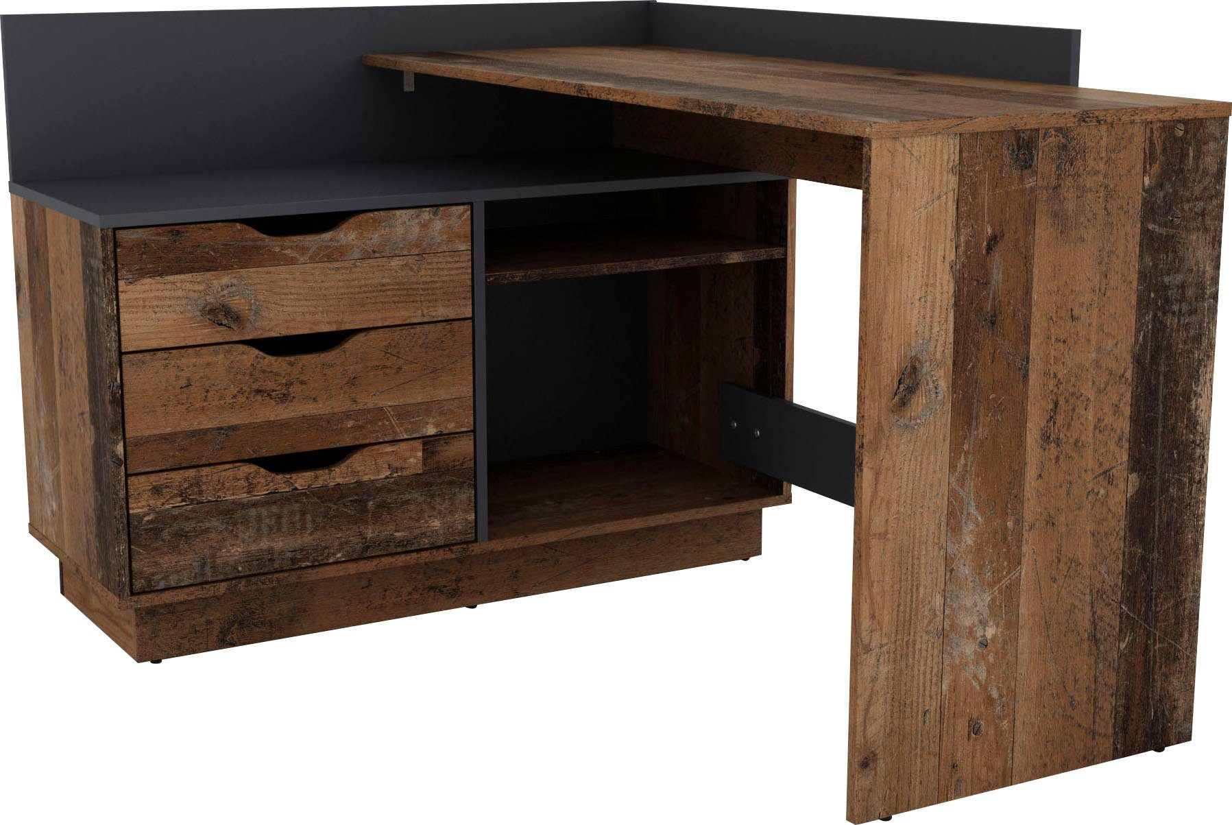 byLIVING Hoekbureau Bern met veel opbergruimte, breedte 129 cm, rechts of links monteerbaar