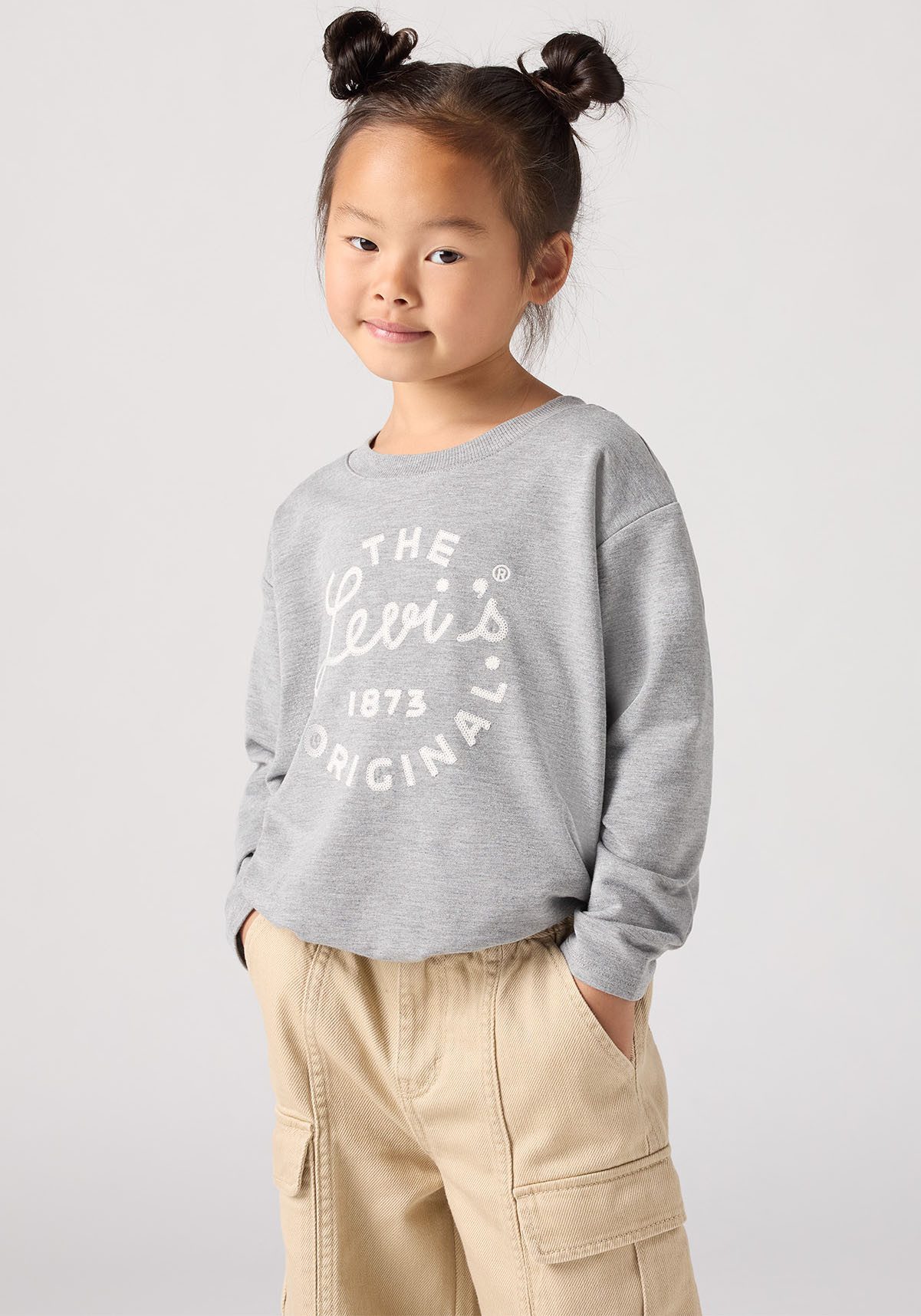 Levi's Kidswear Shirt met lange mouwen LVG WESTERN BUBBLE LS TEE met ballonnenzoom voor meisjes
