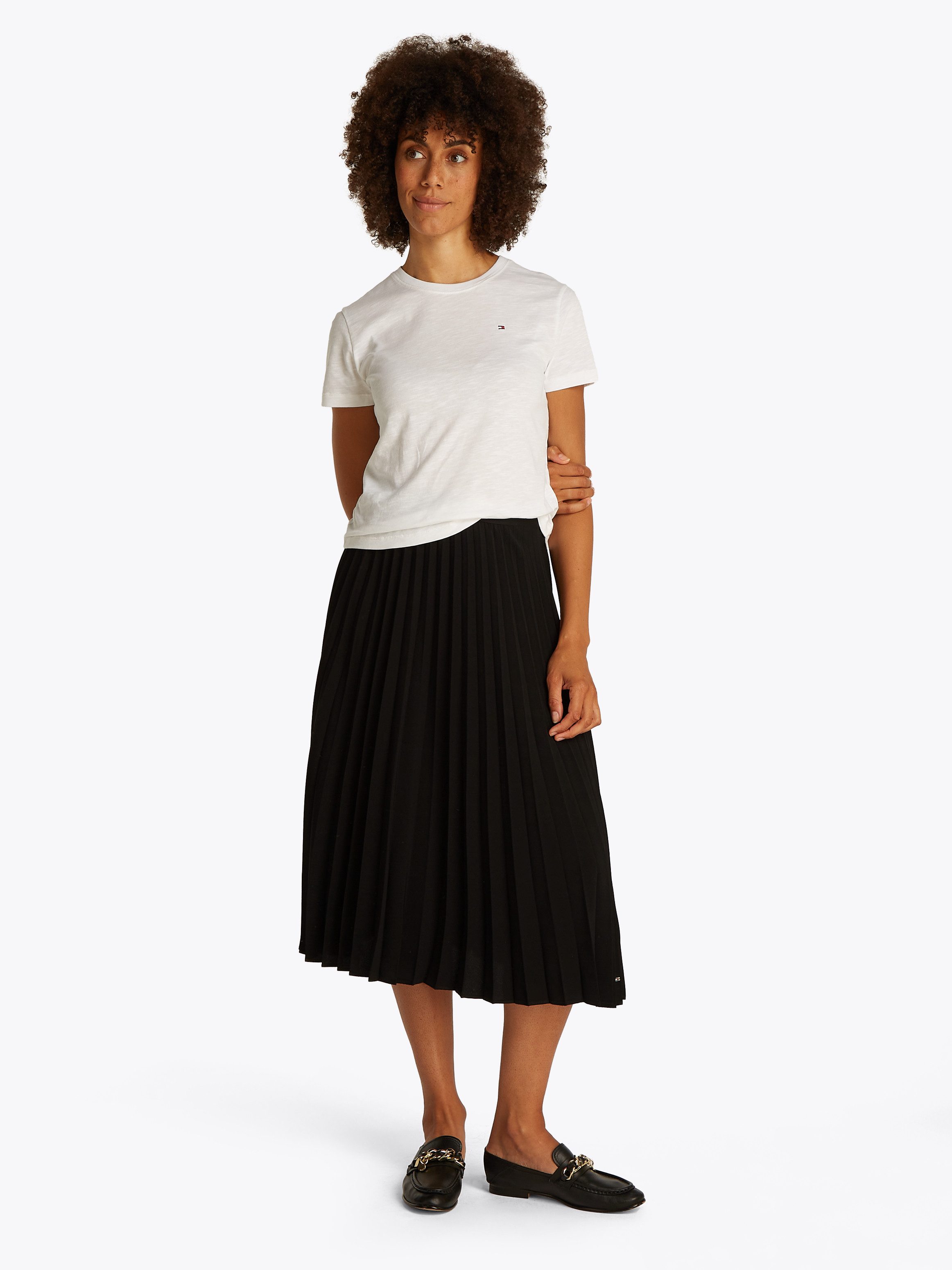 Tommy Hilfiger Plissérok FLUID PLEATED PULL ON MIDI SKIRT