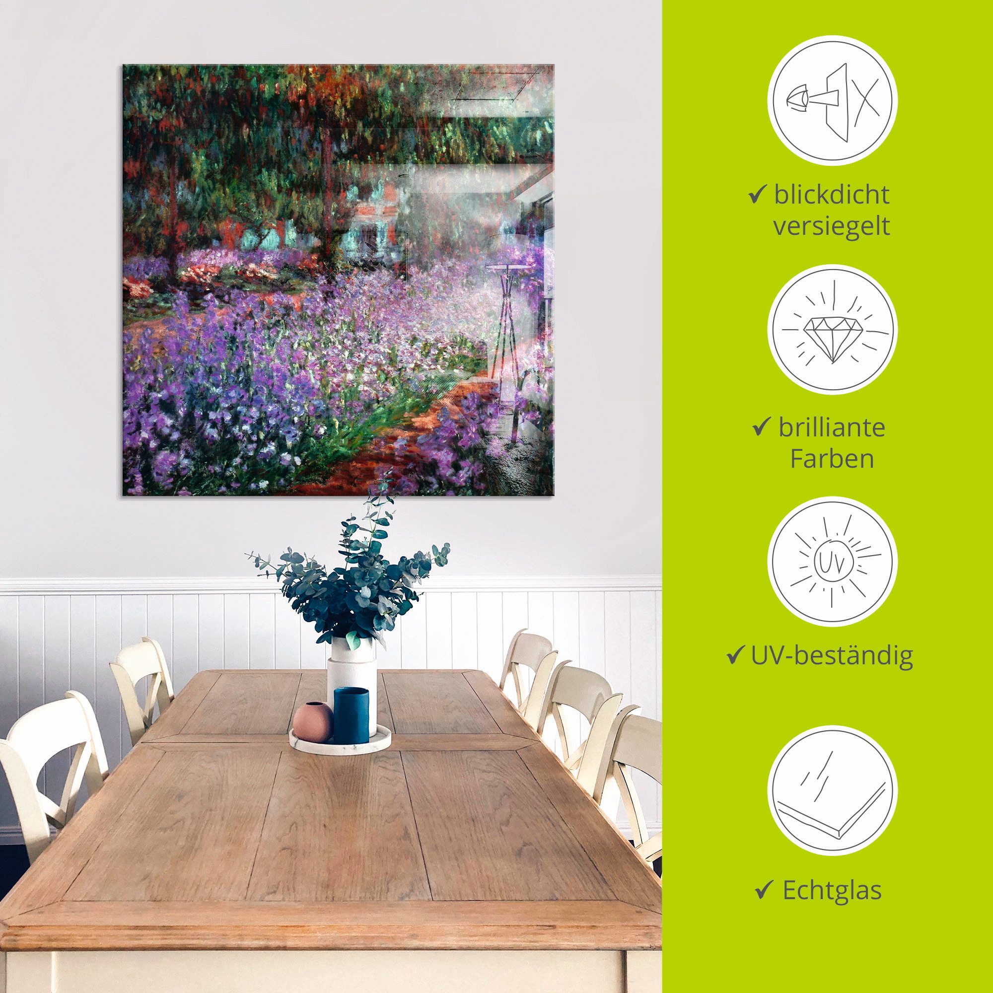 Artland Print op glas De tuin van de kunstenaar bij Giverny
