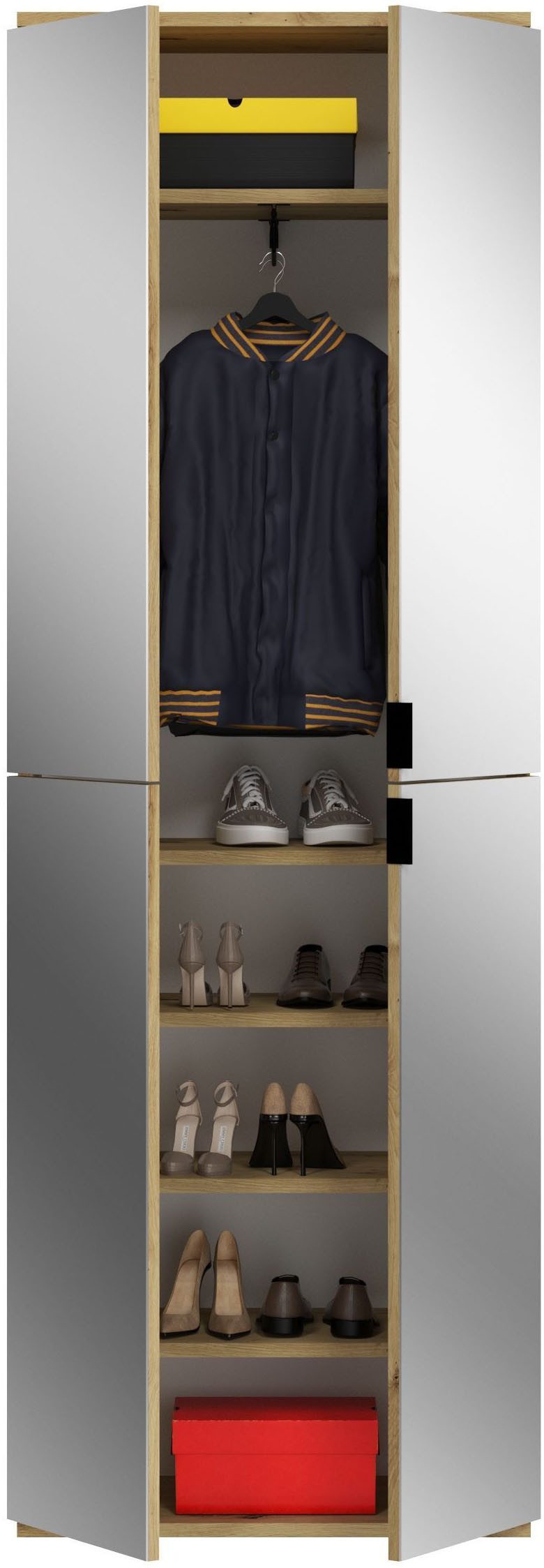 INOSIGN Halmeubelset Trondheim, Breedte 243 cm, 5-delig, bestaande uit: 2x garderobekast, 1 commode, 1 kledingstang, 1 legplank (set, 4-delig)