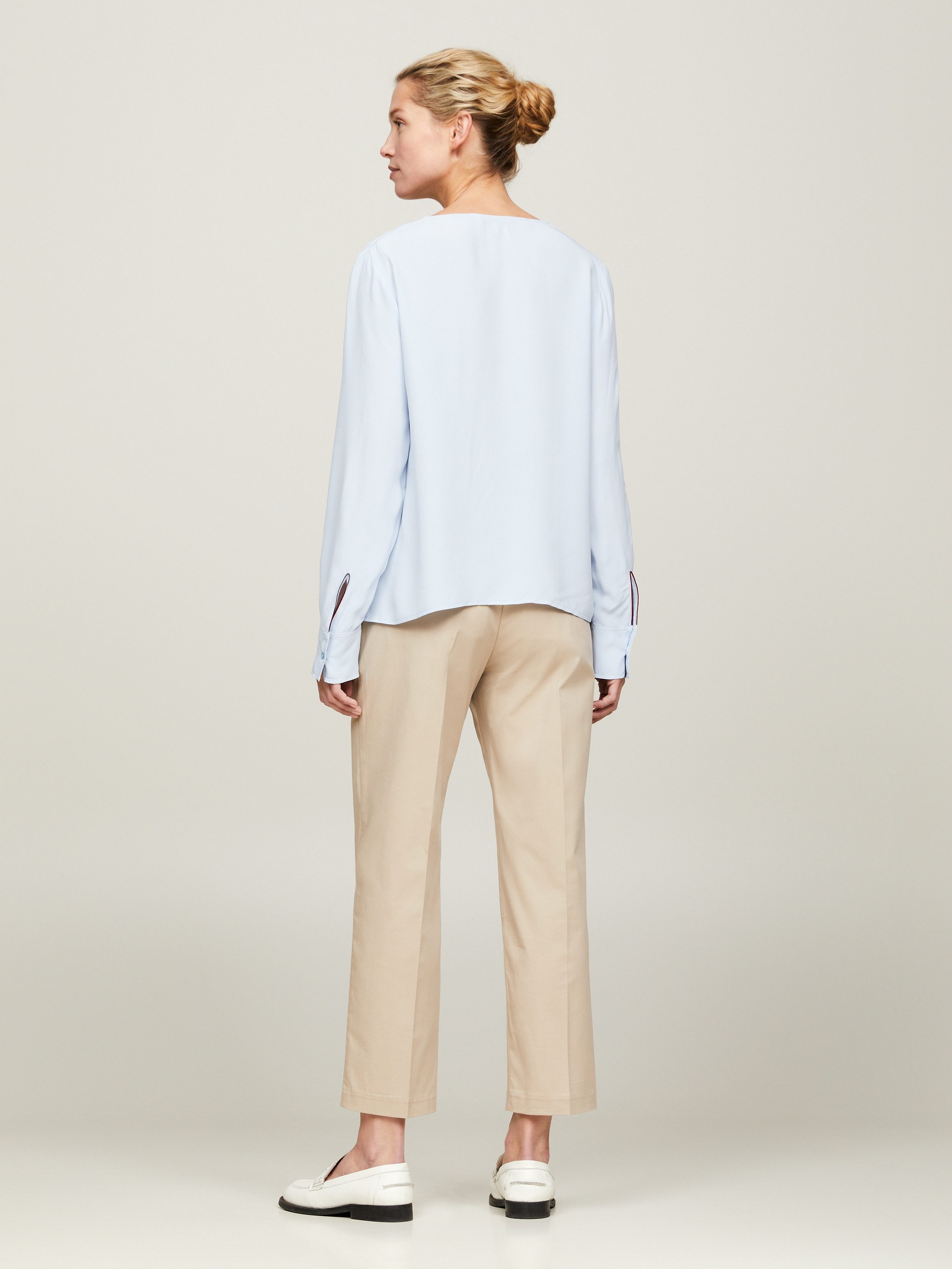 Tommy Hilfiger Blouse met lange mouwen VISCOSE CREPE V-NECK BLOUSE