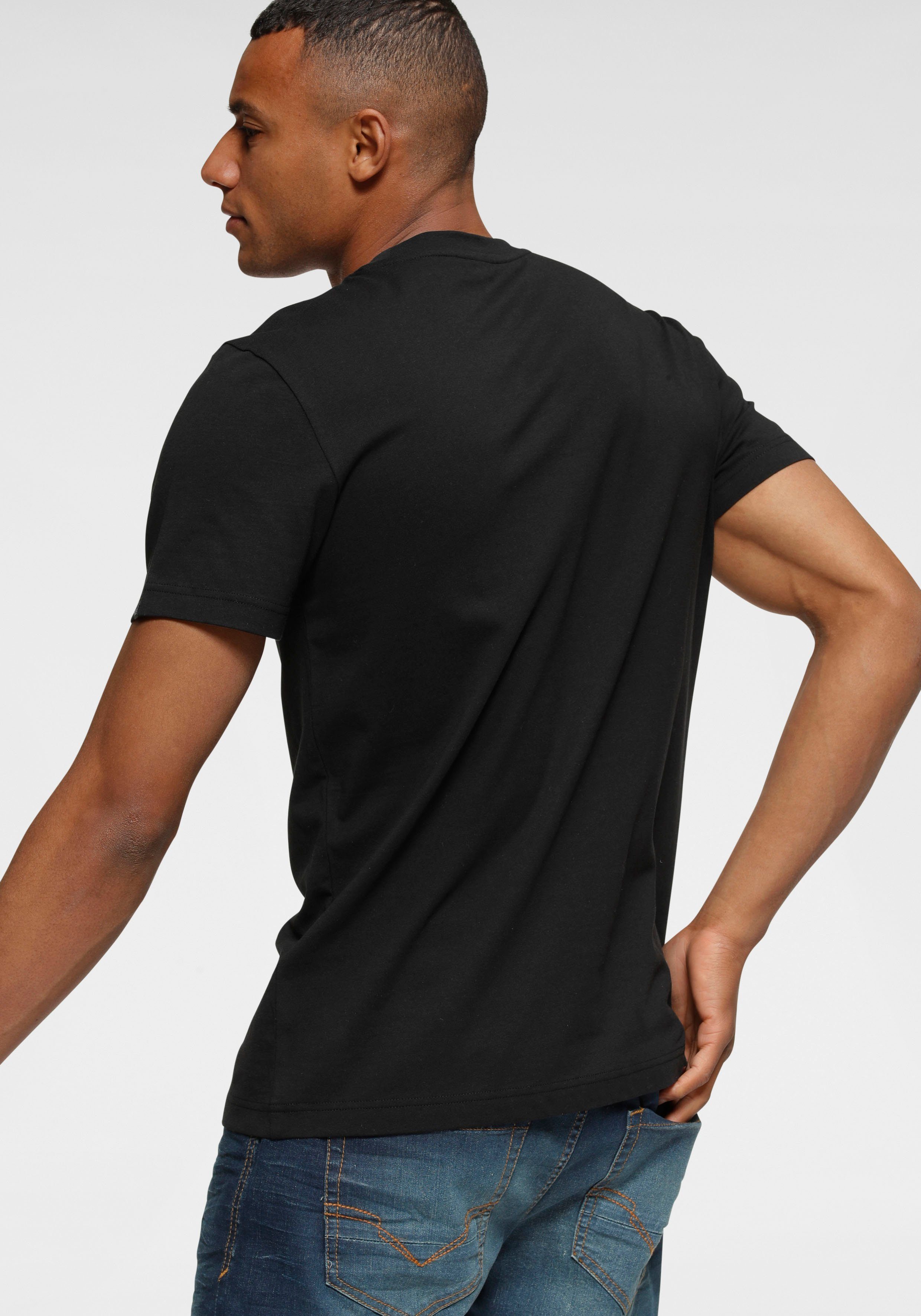 H.I.S Shirt met ronde hals Korte mouwen, smalle pasvorm, met print, ronde hals, van katoen