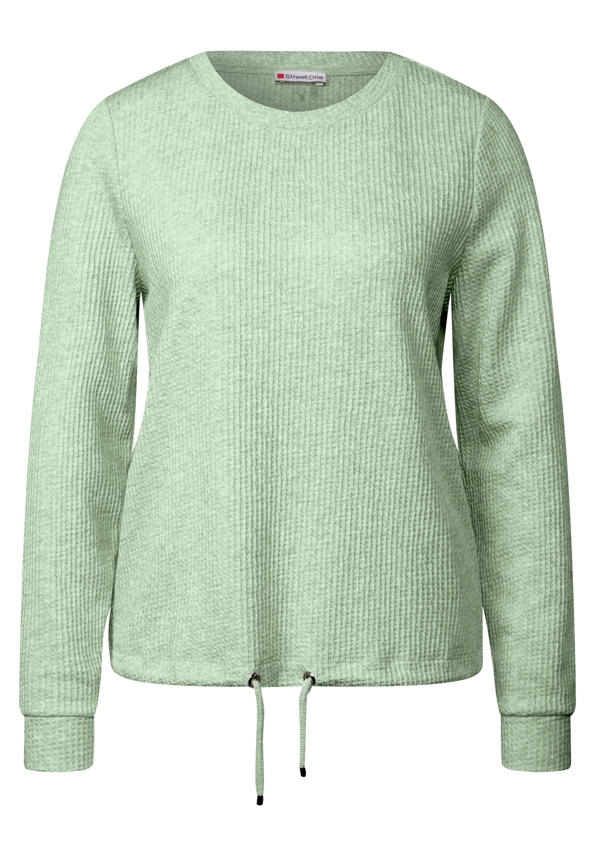 STREET ONE Sweatshirt Structuur-look, met elastische zoom met tunnelkoord