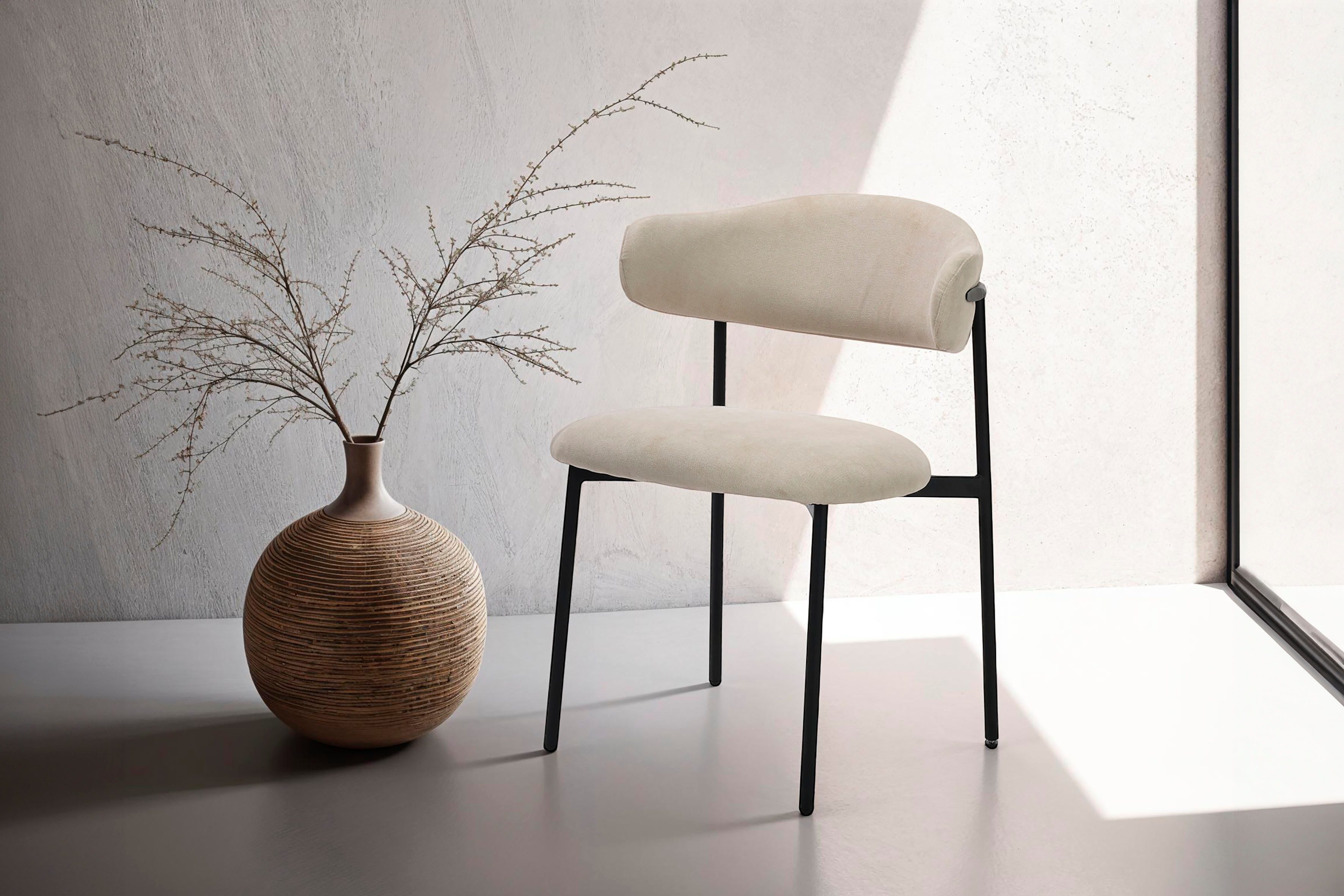byLIVING Eetkamerstoel Jersey (2-stuks set) Frame van metaal zwart, keukenstoel, geweven stofbekleding, diverse kleuren (set)