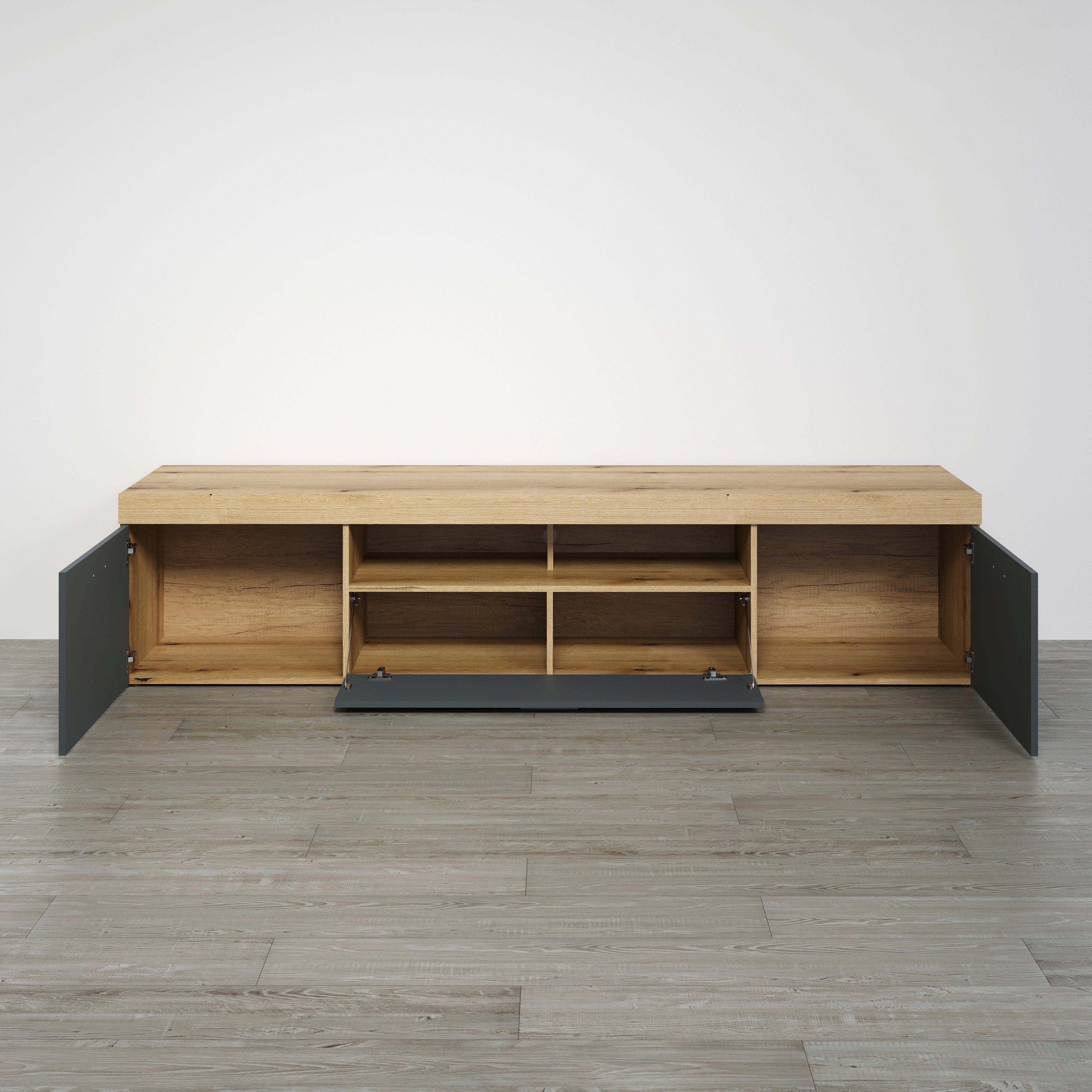 Home affaire Tv-meubel Tyler TV-kast TV-lowboard, eindhoutapplicaties, breedte 230 cm (1 stuk)