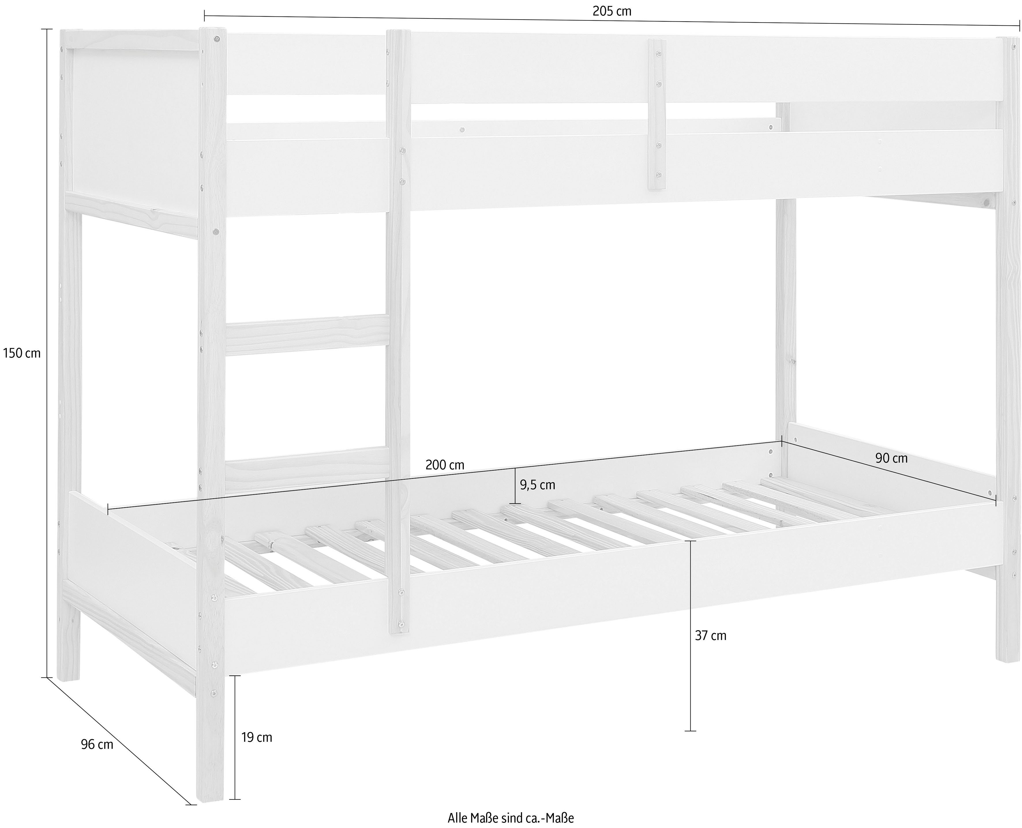 Lüttenhütt Stapelbed Janne Grenenhout, stapelbed, inclusief houten ladder, ligoppervlak 90x200 cm