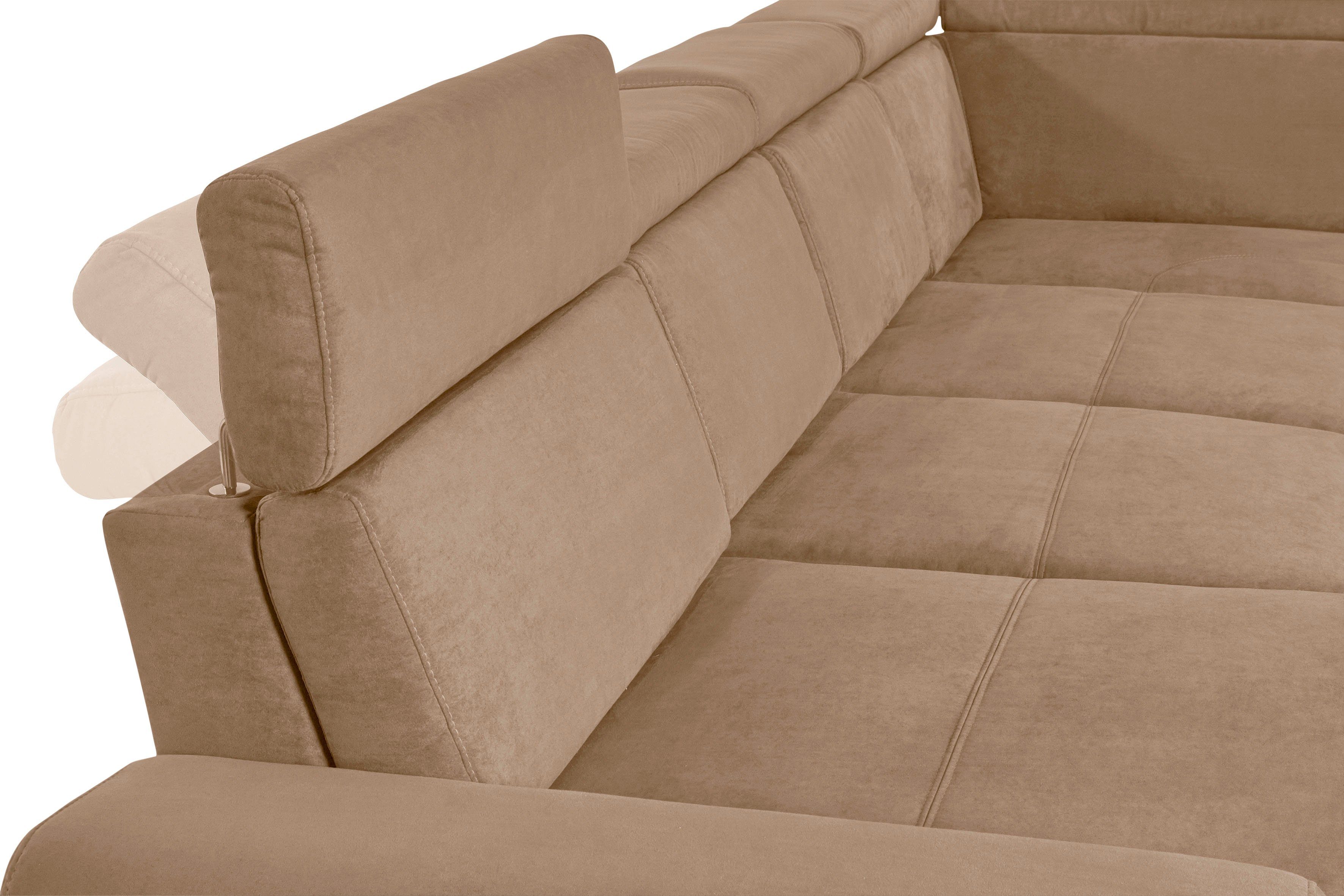 sit&more Zithoek Gizeh U-vorm 15 cm poothoogte, inclusief zitdiepteverstelling en verstelbare hoofdsteun