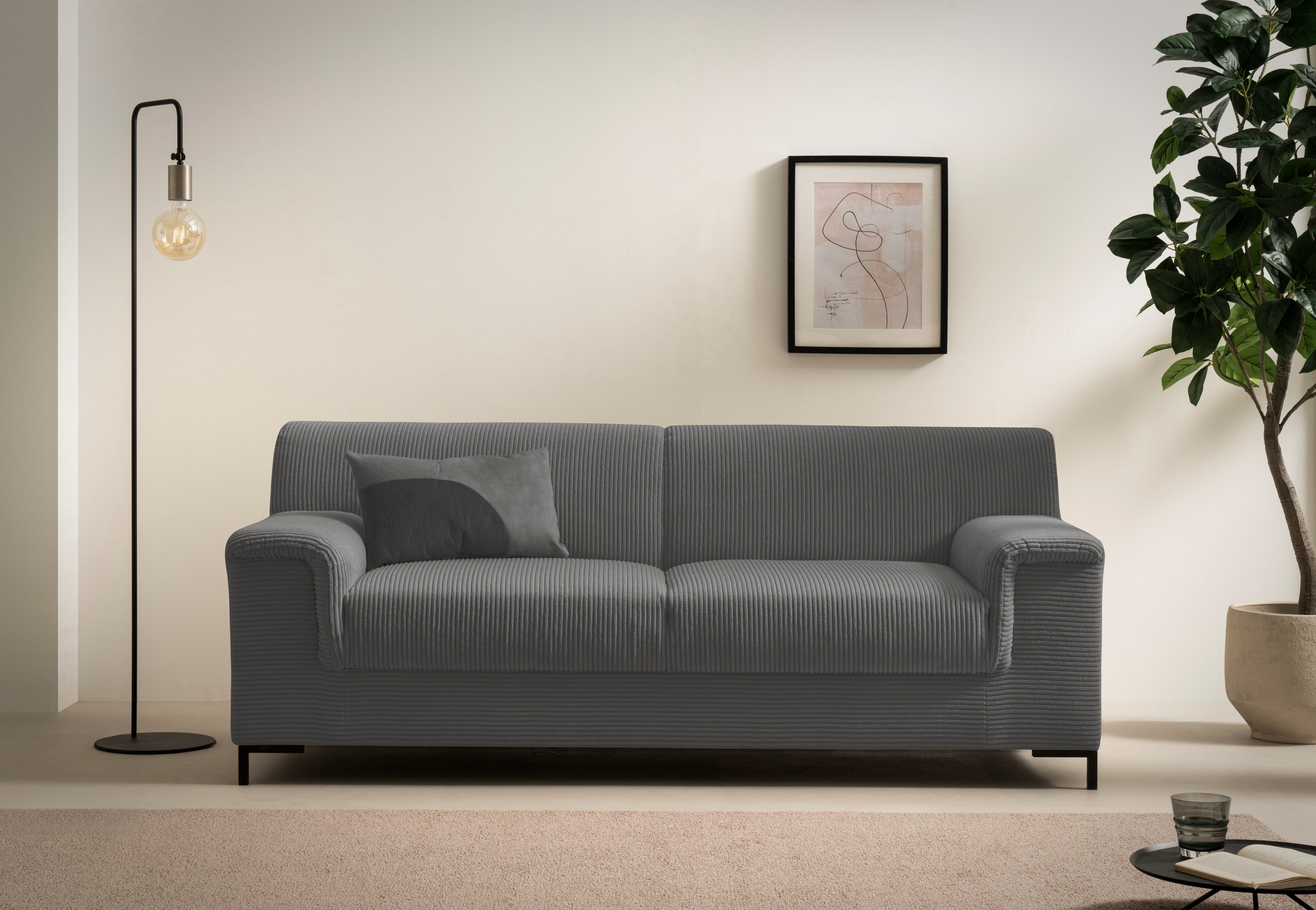 INOSIGN 2,5-zits Jamie 2 ook in Cord BxDxH: 19x/81x76 cm tijdloos, modern, met comfortabel verend systeem grijs, 2-zitsbanken