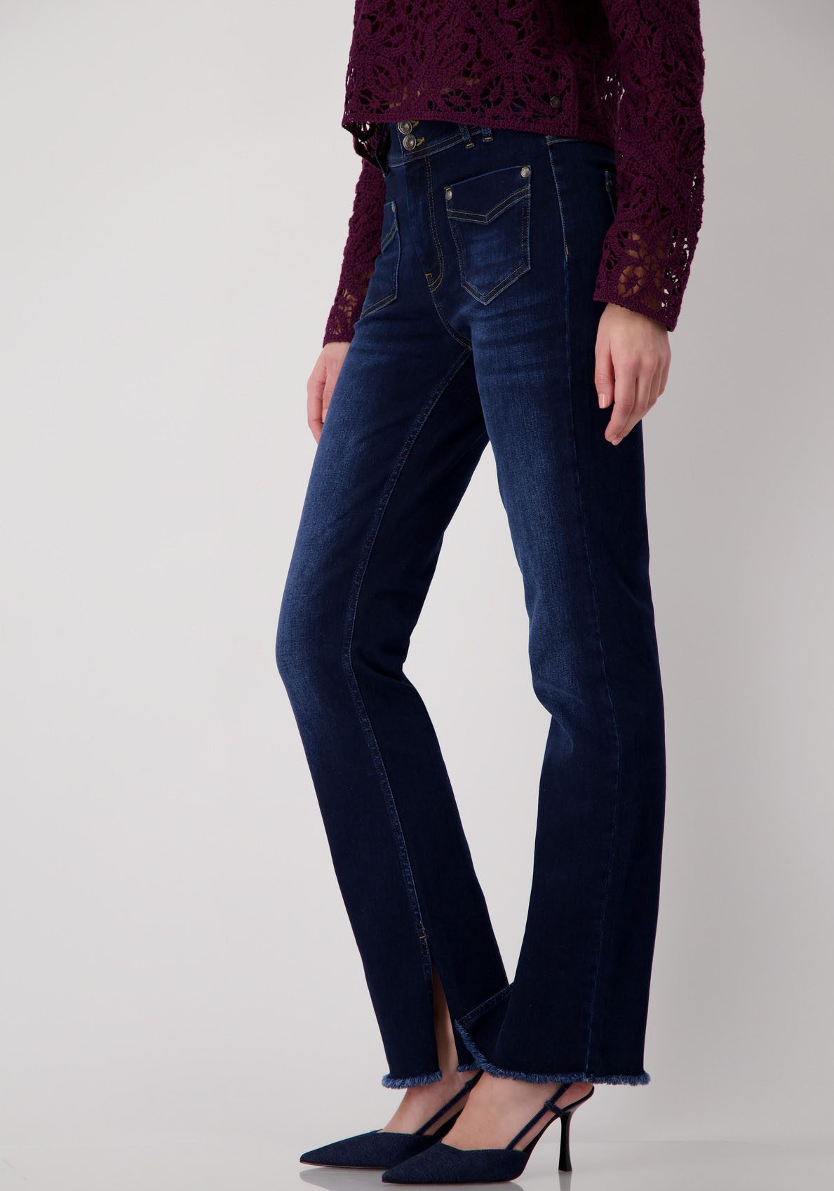 Monari Bootcut jeans met opgestikte zakken