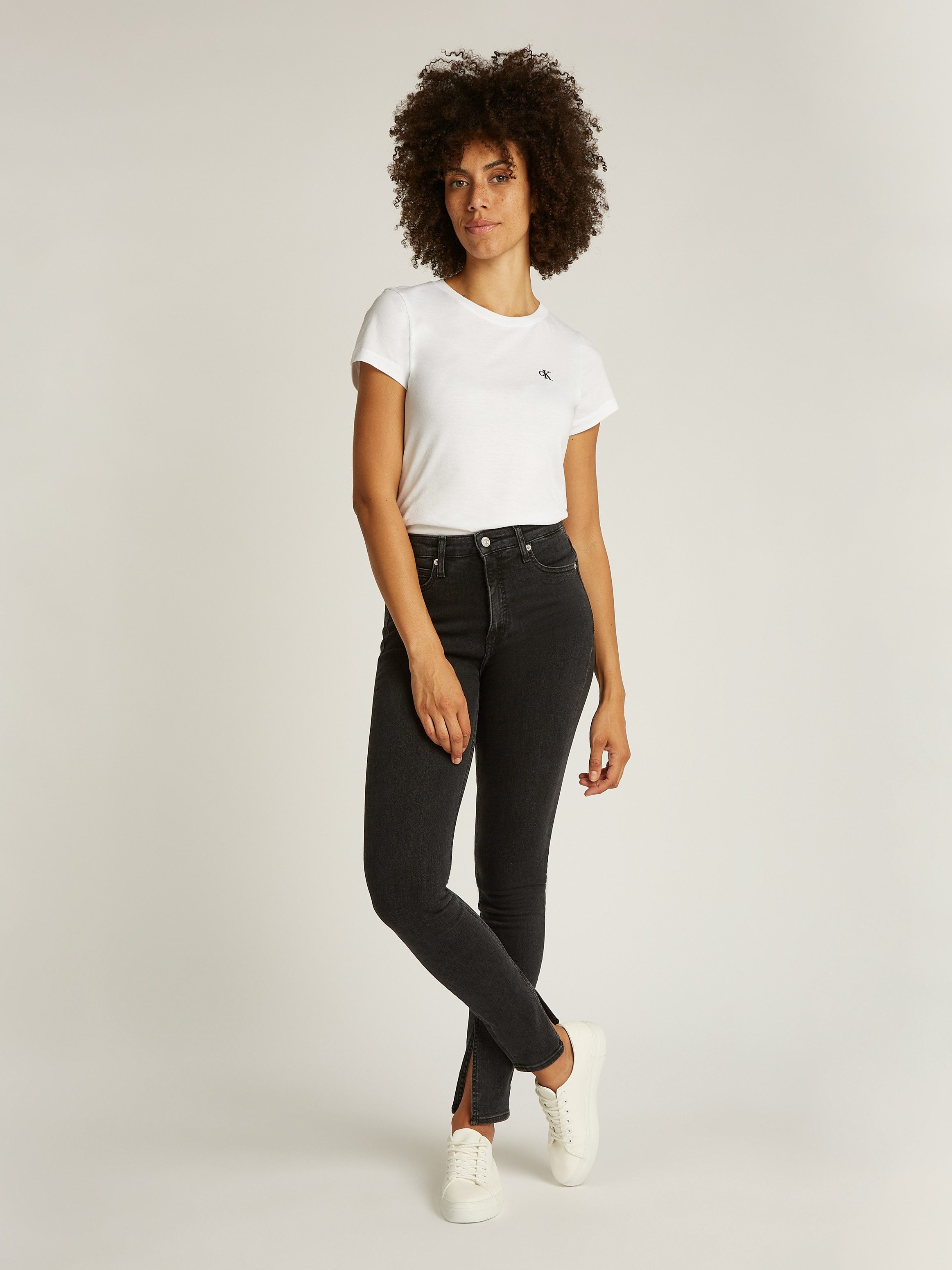 Calvin Klein Skinny fit jeans High rise super-skinny met stone-wash look, met muntzakje