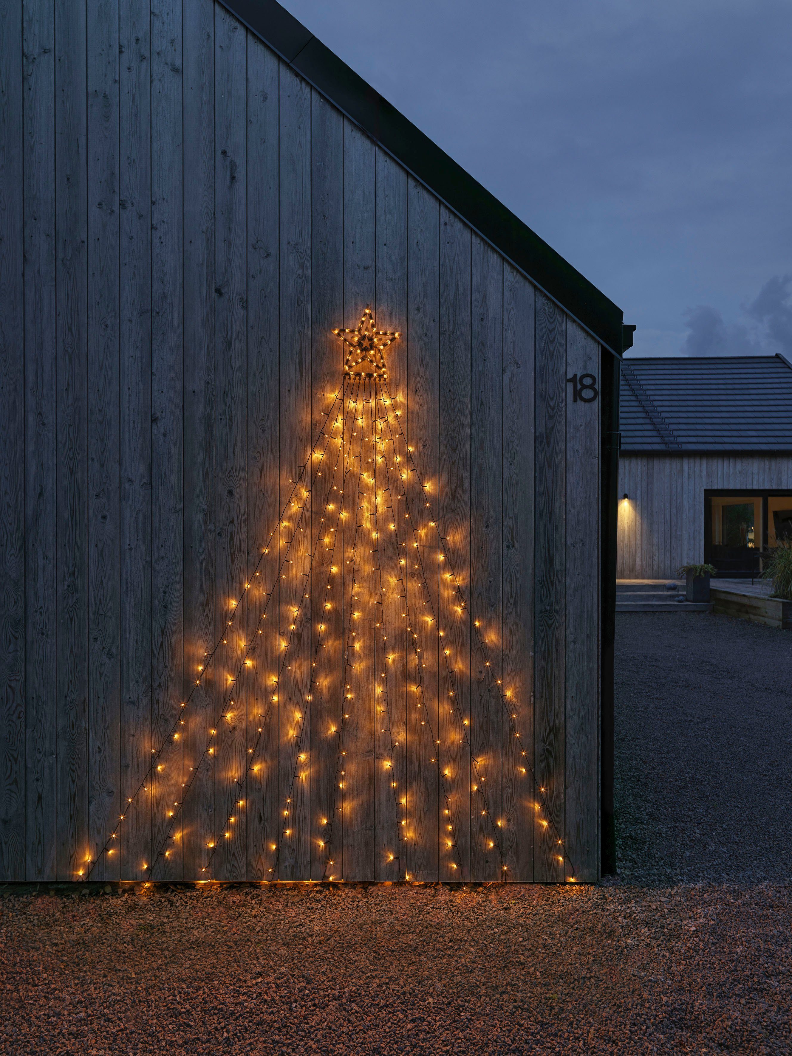 KONSTSMIDE Led-lichtgordijn Triangel LED lichtgordijn met ster, 304 amberkleurige dioden, H. 2,7 m (1 stuk)