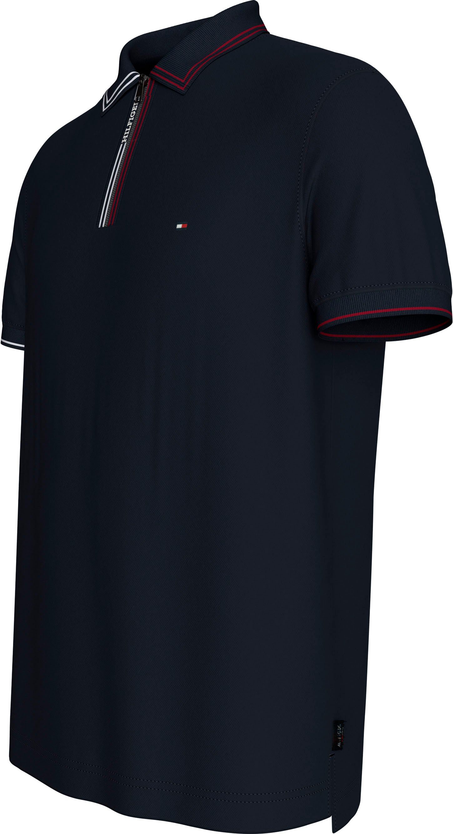 Tommy Hilfiger Poloshirt RWB ZIP PLACKET TIPPING REG POLO met contrasterende strepen aan de kraag