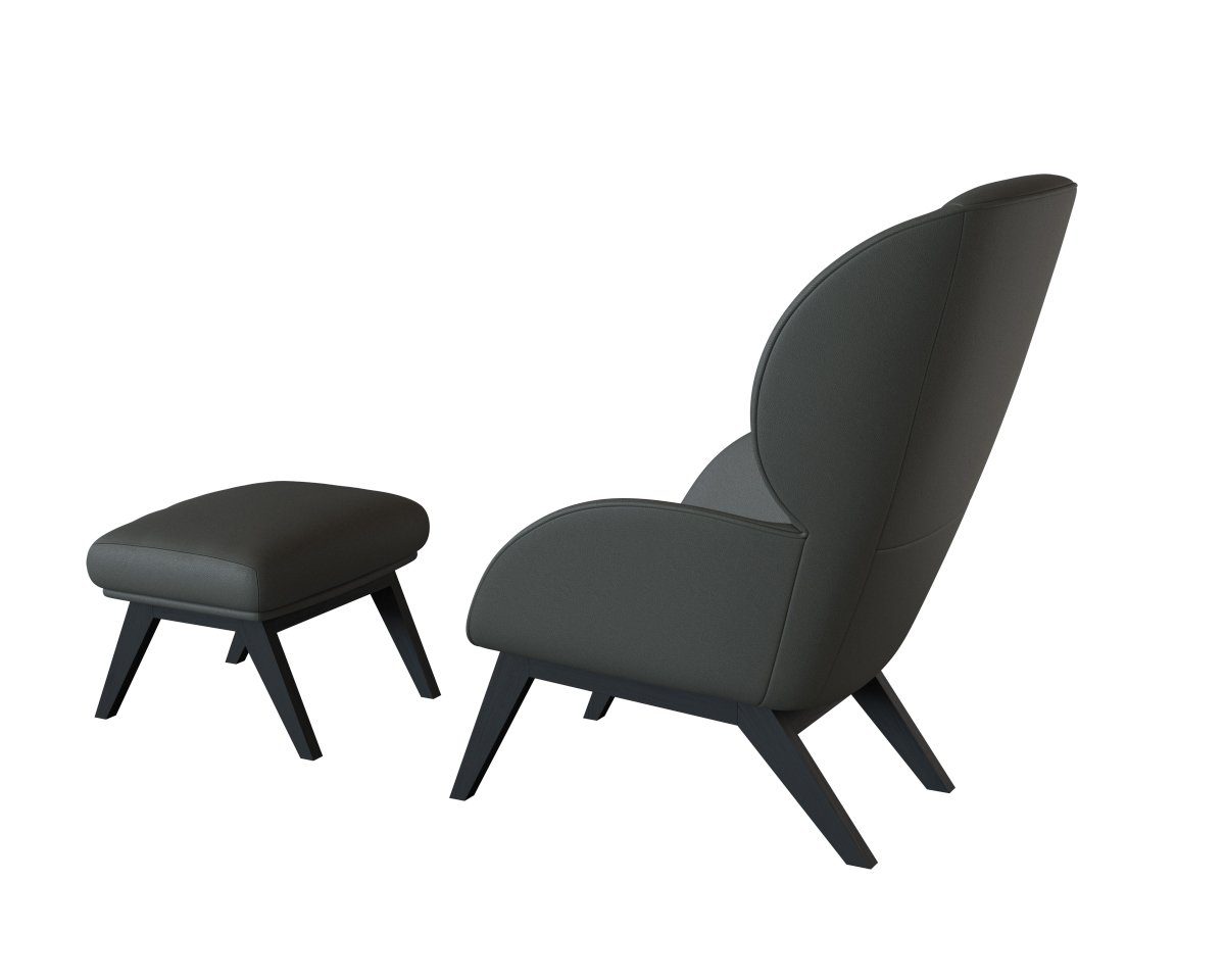FLEXLUX Oorfauteuil Adria designstoel, loungestoel, Stijl & comfort, organische vorm, zwarte houten voet