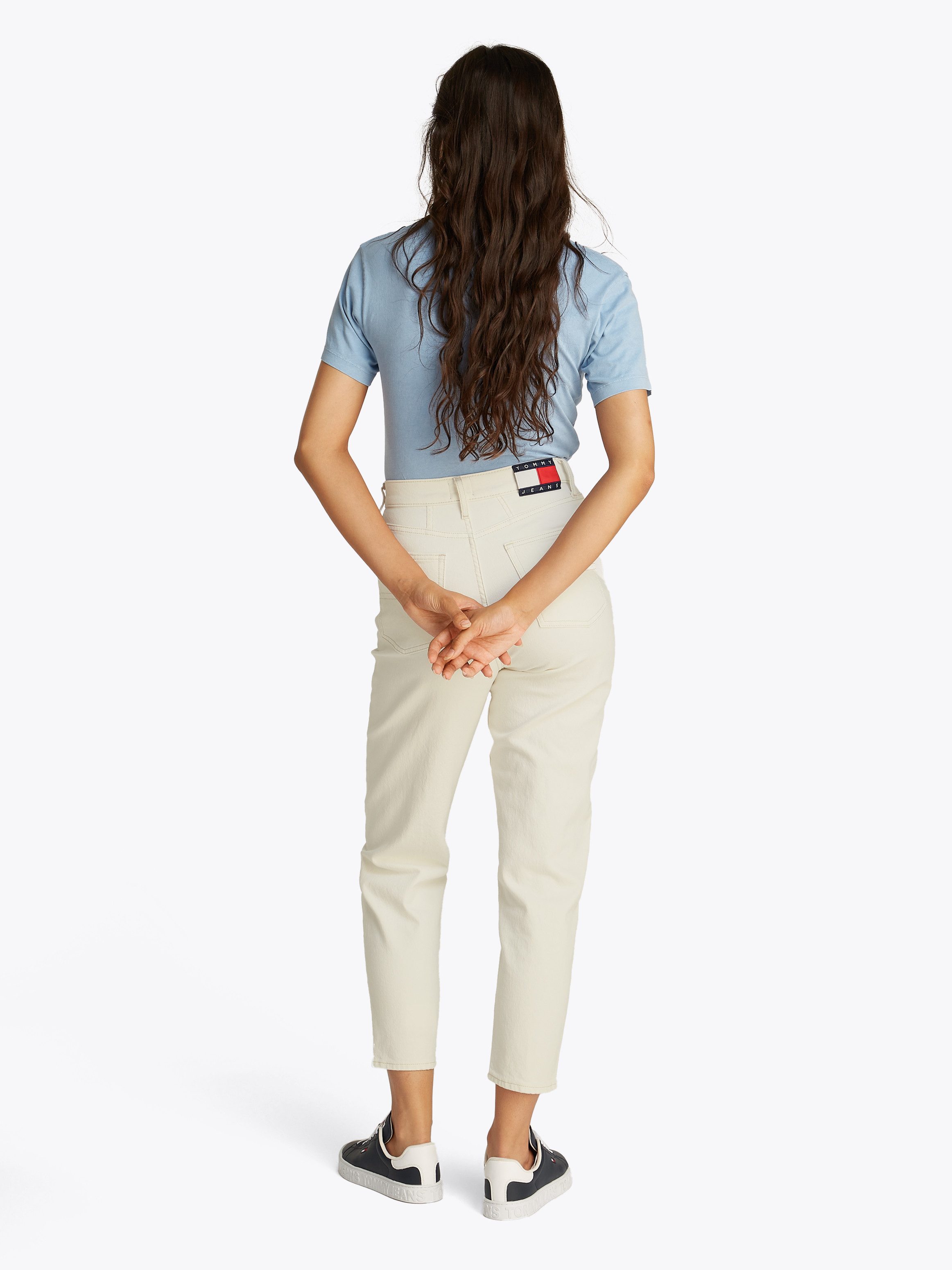 TOMMY JEANS Mom jeans High waist - Mom-Jeans Tapered met logo-borduurwerk, in enkelvrije lengte