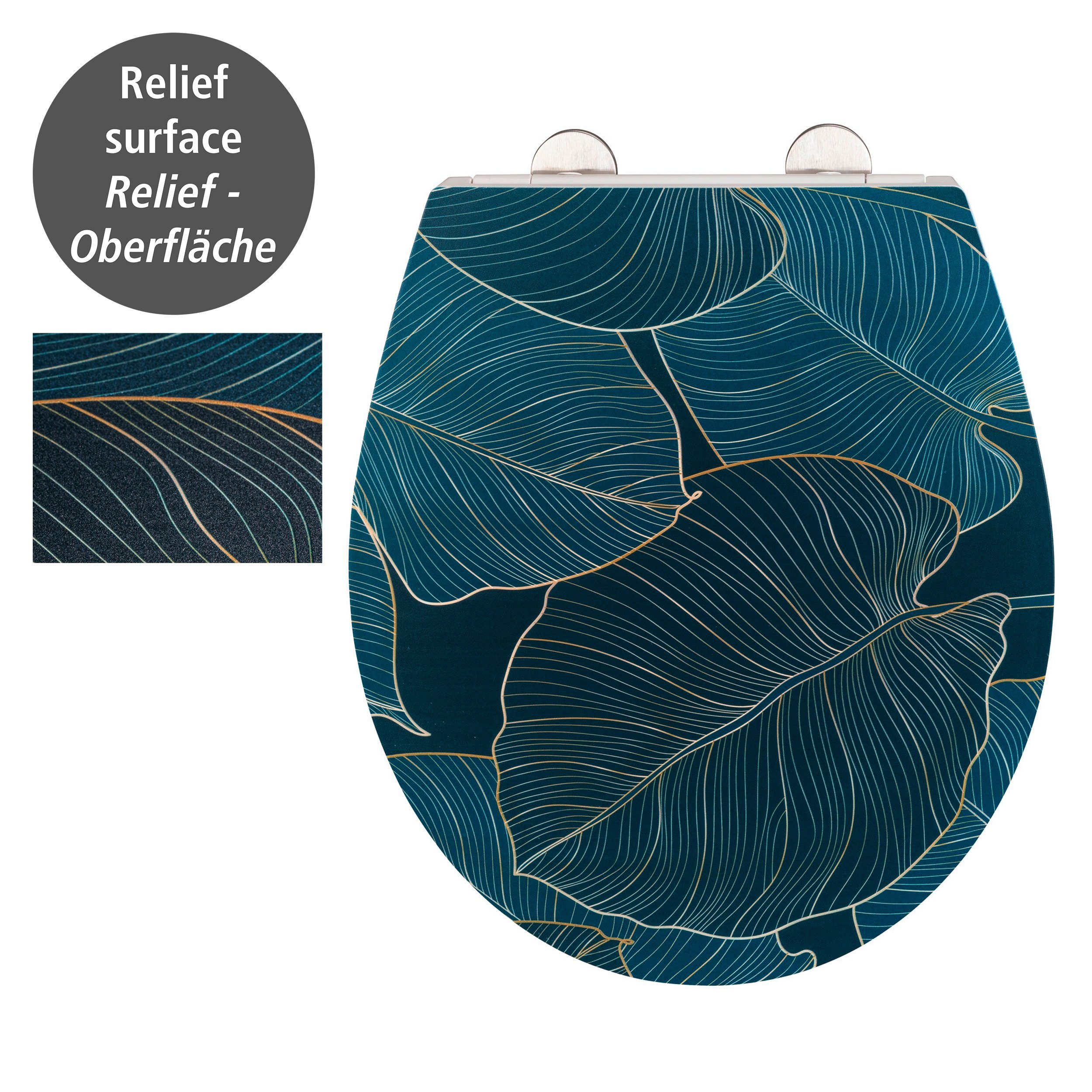 WENKO Toiletzitting Big Leaves met reliëf, van antibacteriële duroplast