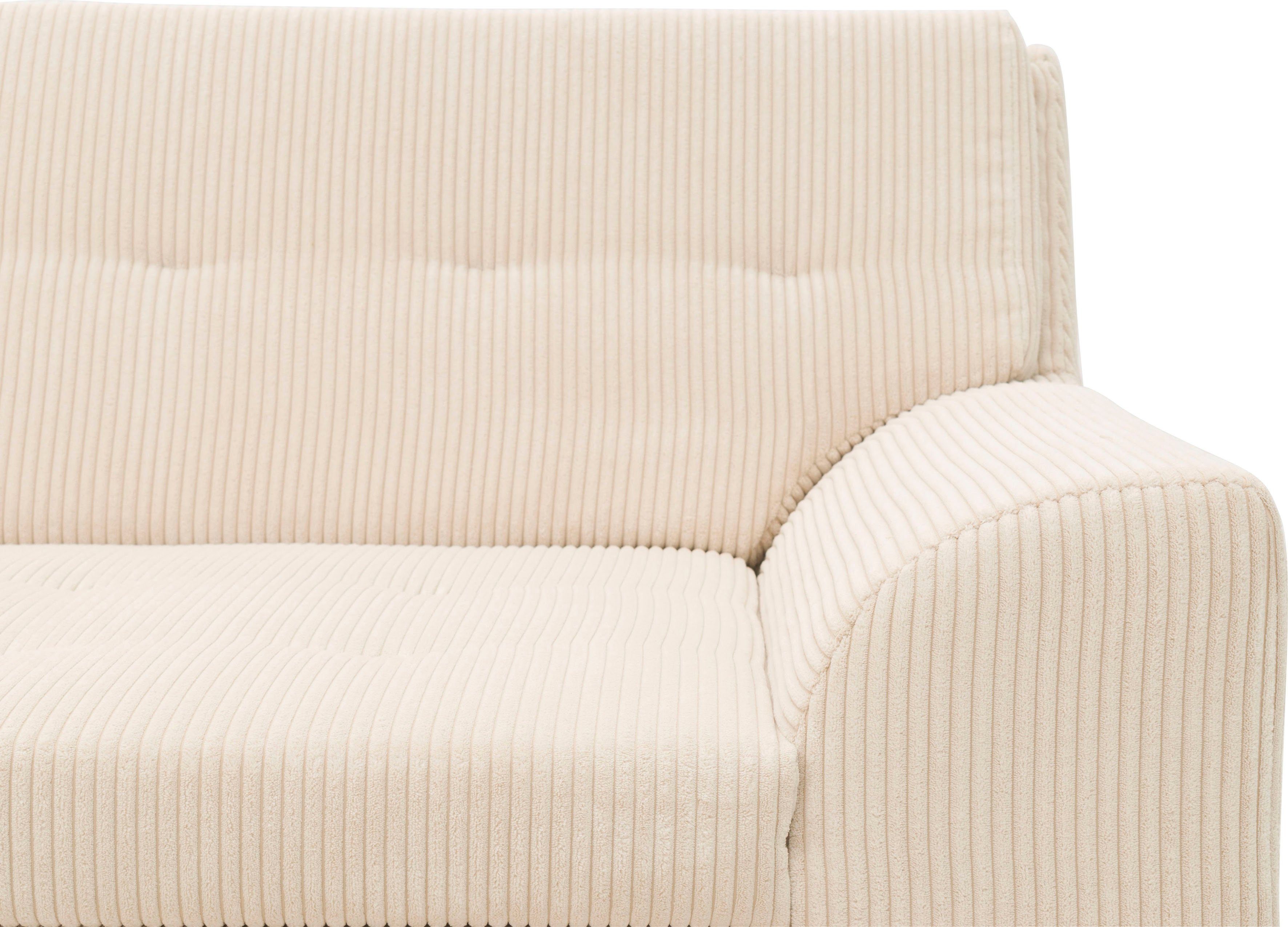 DOMO collection Hoekbank Treviso veel bekledingen, ook in cord, L-vorm, B/D/H: 267/80/83 cm optioneel met slaapbank functie, incl. sierkussens, hoogwaardig doorgestikt patroon