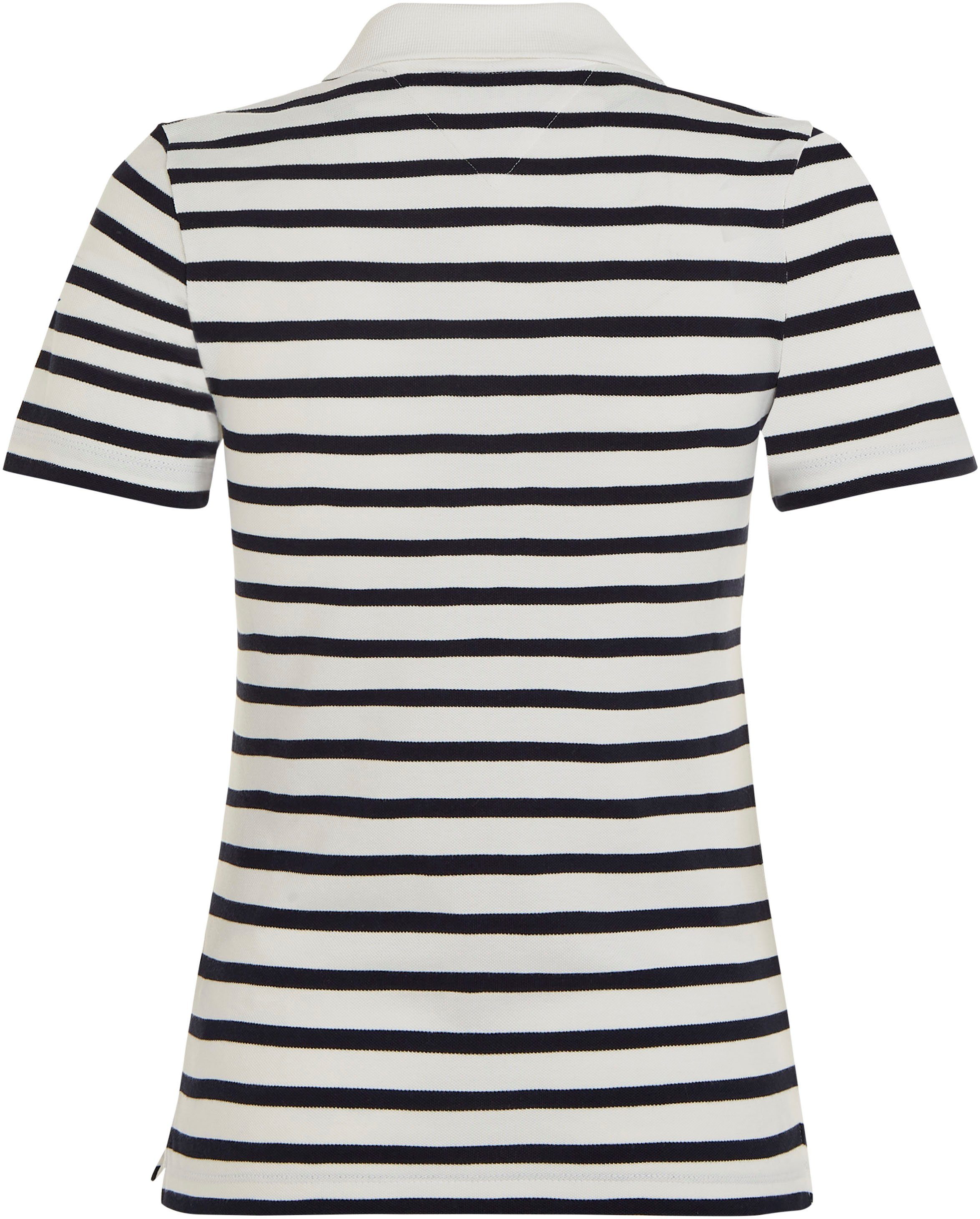 Tommy Hilfiger Poloshirt 1985 SLIM PIQUE STRIPE POLO SS met discreet geborduurd tommy hilfiger logo