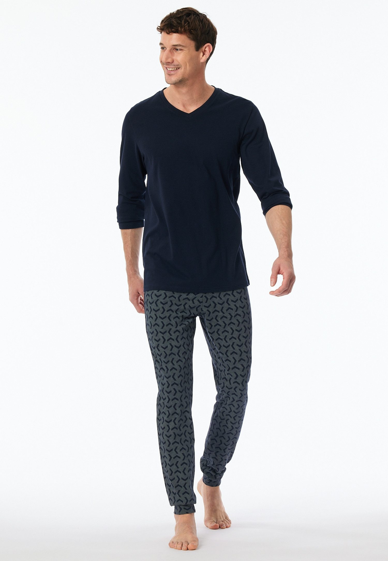 Schiesser Pyjama "Casual Essentials" met comfortabele boord (2-delig)