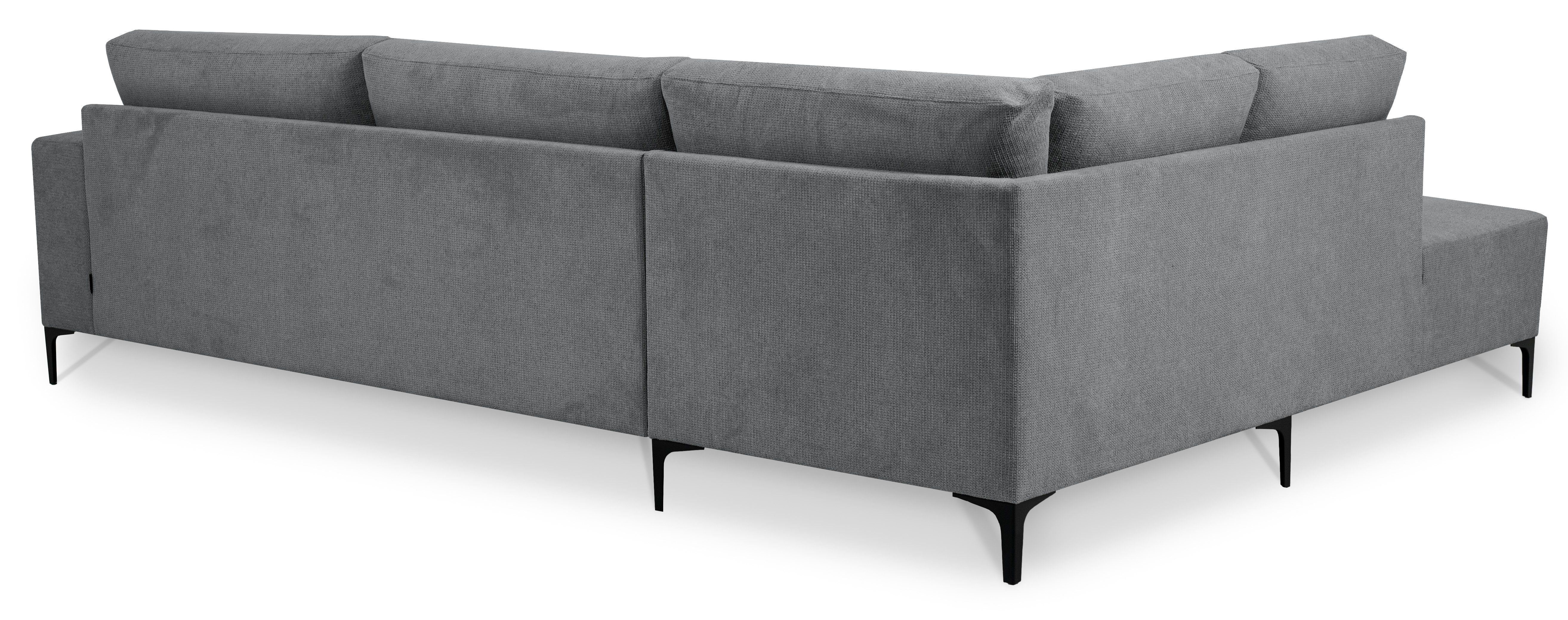 Places of Style Hoekbank Xander, L-model, Breedte 289 cm, geweven stof, soft-touch chenille, zwarte metalen voeten
