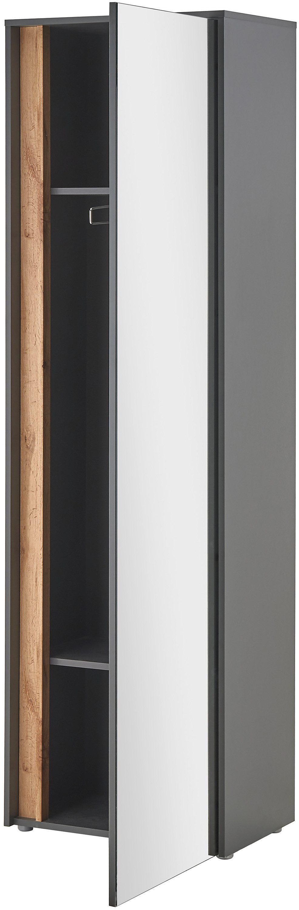 INOSIGN Kledingkast GIRON/ CiTY, Kast in Wotan Eik, Kledingkast met opbergruimte Spiegeldoor, telescopische uitschuif, deur aan beide zijden te monteren, 60 cm breed