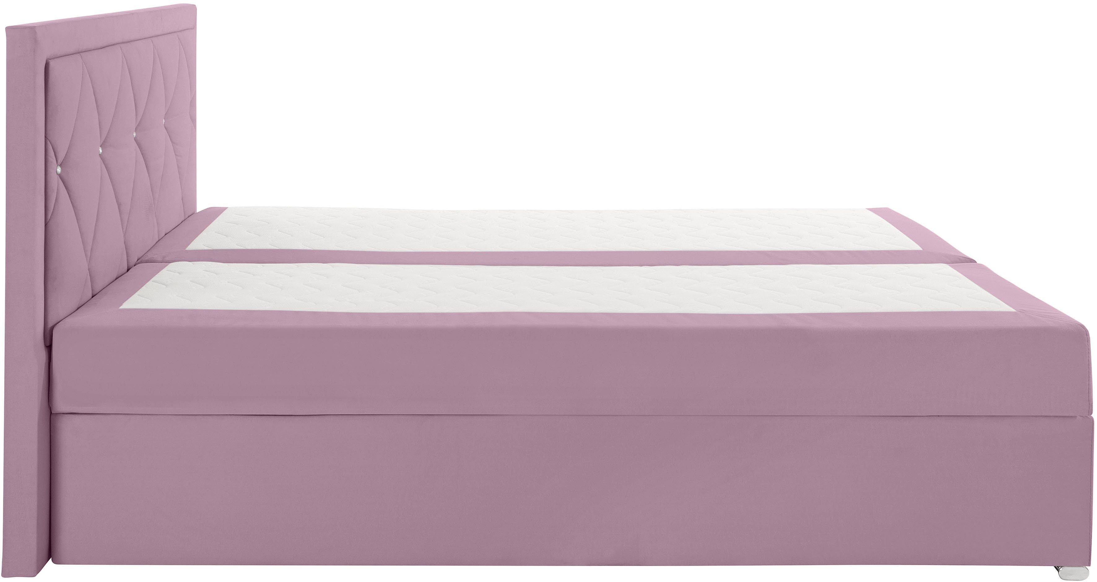 Leonique Boxspring Alfie, bestseller, optioneel met bedlade met strassteentjes in het hoofdbord, h2, h3 en h4 ter keuze