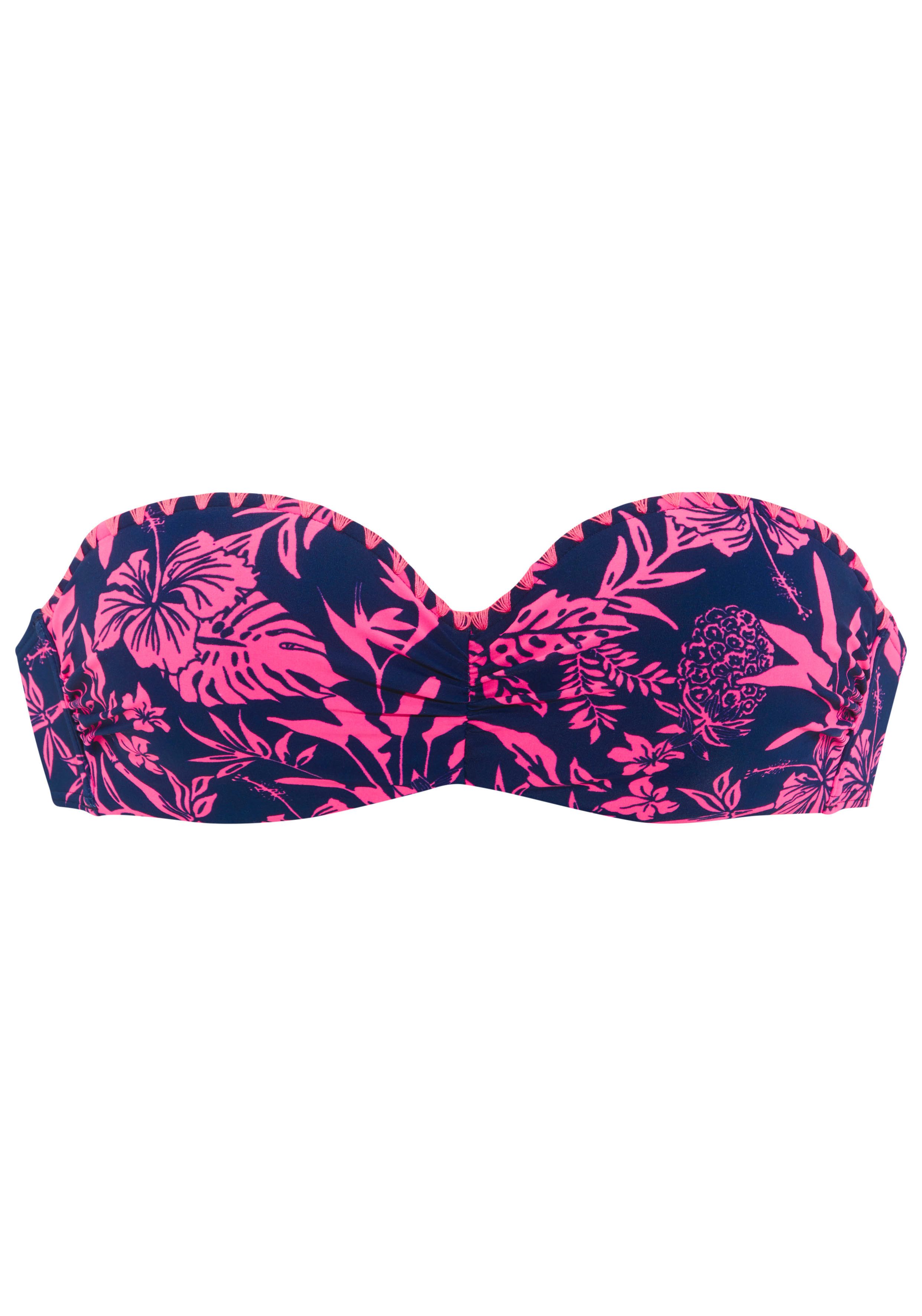 Venice Beach Beugelbikini in bandeaumodel Kensi met contrastkleurige gehaakte rand