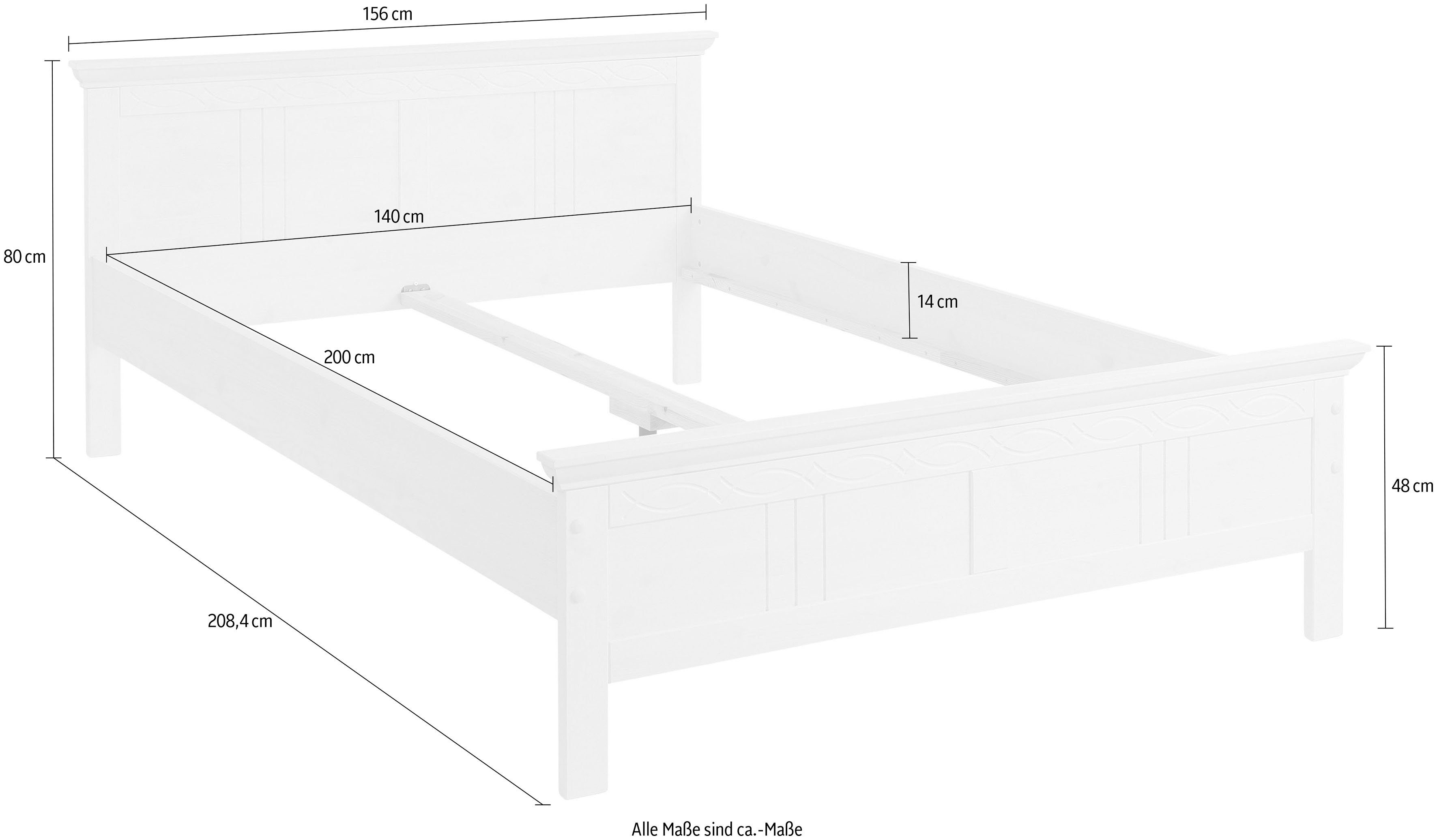 Home affaire Massief houten ledikant Indra, TOPSELLER, landhuisstijl, elegant design, gecertificeerd massief hout