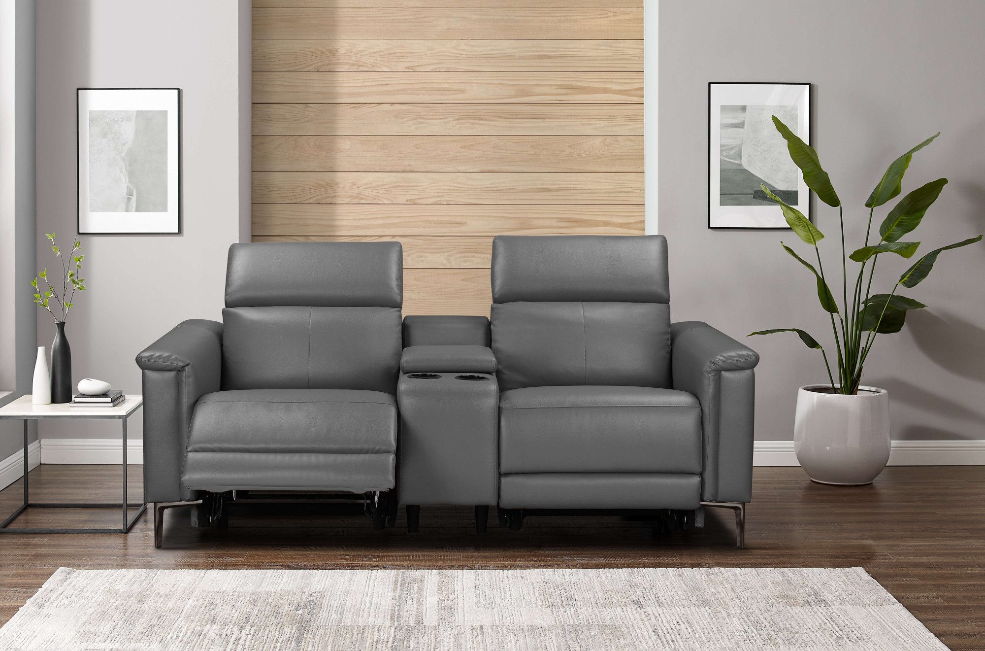 Places of Style 2-zitsbank Lund, 2-zits bioscoopbank, tv-fauteuil, multimedia-sofa, USB-A met elektrische of handmatige relaxfunctie, bekerhouder en opbergruimte