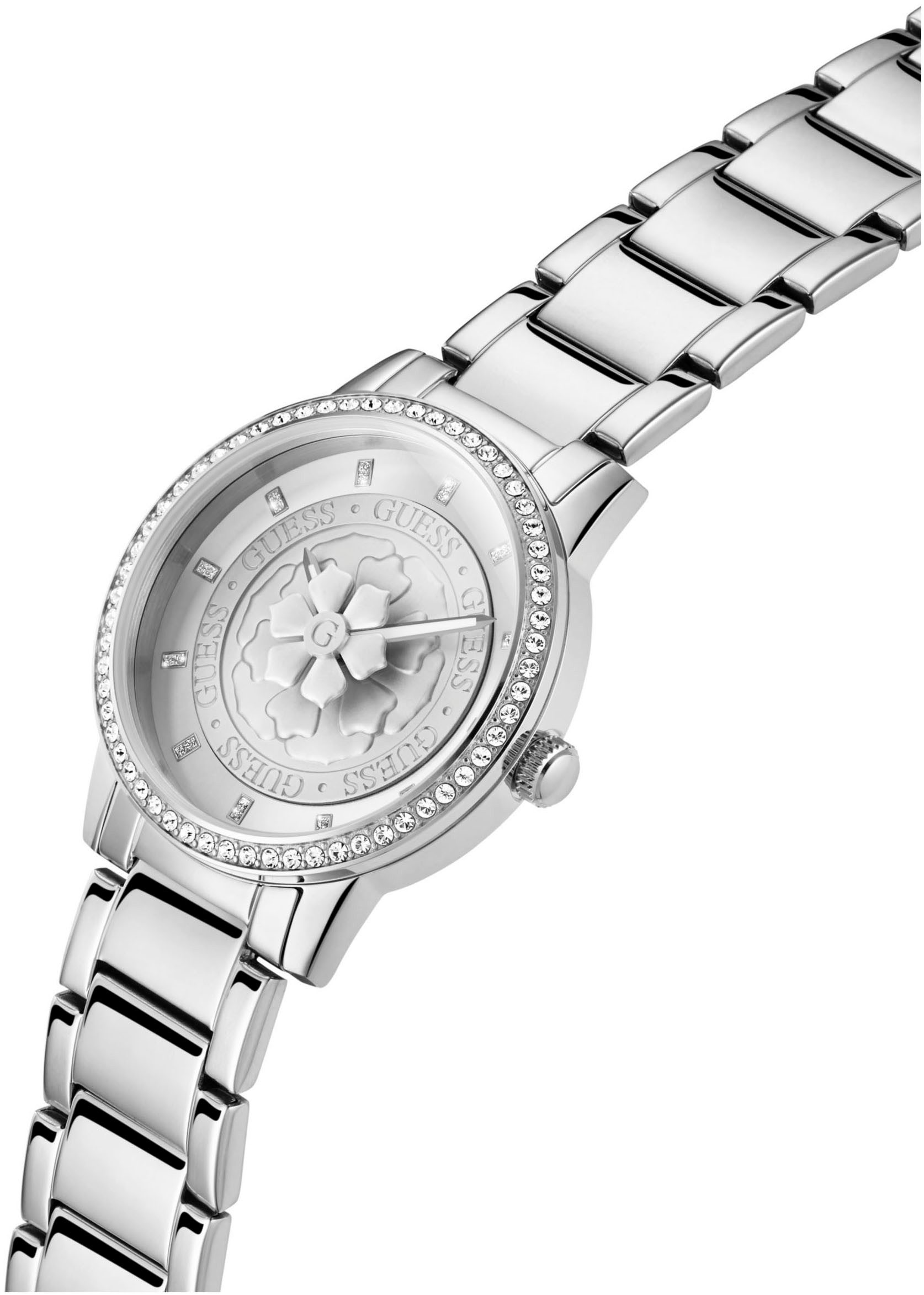 Guess Kwartshorloge Petal Horloge, dameshorloge, kristallen, mineraalglas, stalen band
