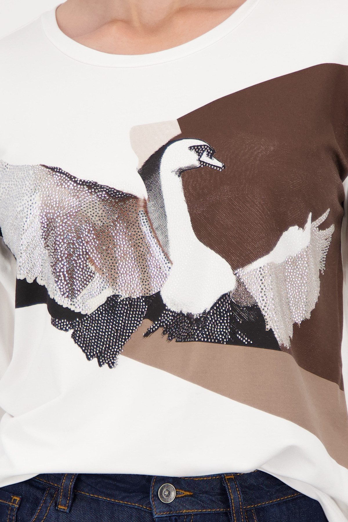 Monari Shirt met 3/4 mouwen Shirt zwaan Regular fit met ronde hals