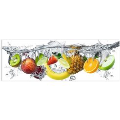 reinders! print op glas artprint op glas fruit druppel water - fruit - fris - gezond (1 stuk) multicolor