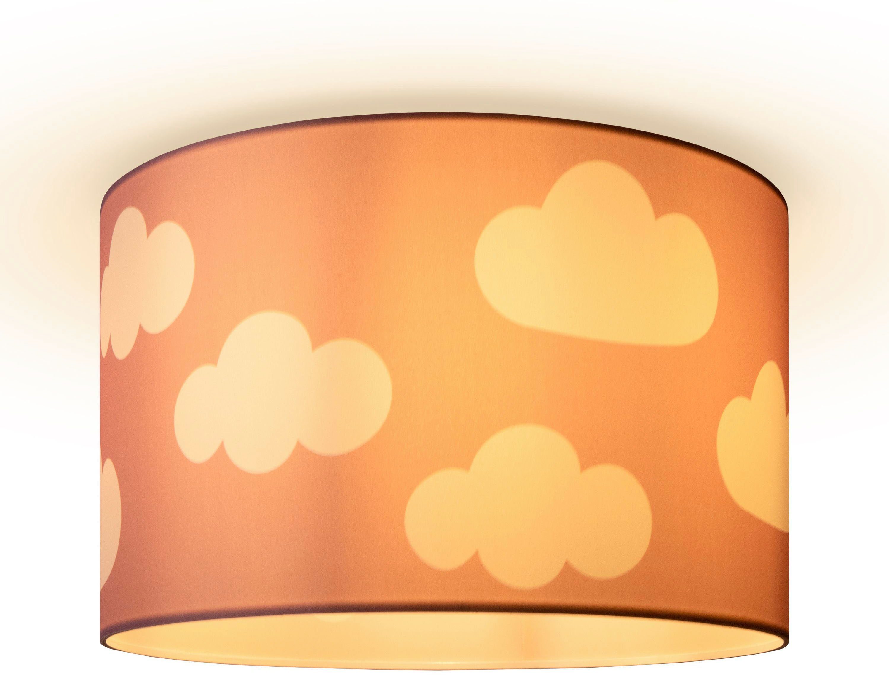 Paco Home Plafondlamp Hugo Cosmo Plafondlamp kinderkamer kinderlamp wolk stofscherm rond E27
