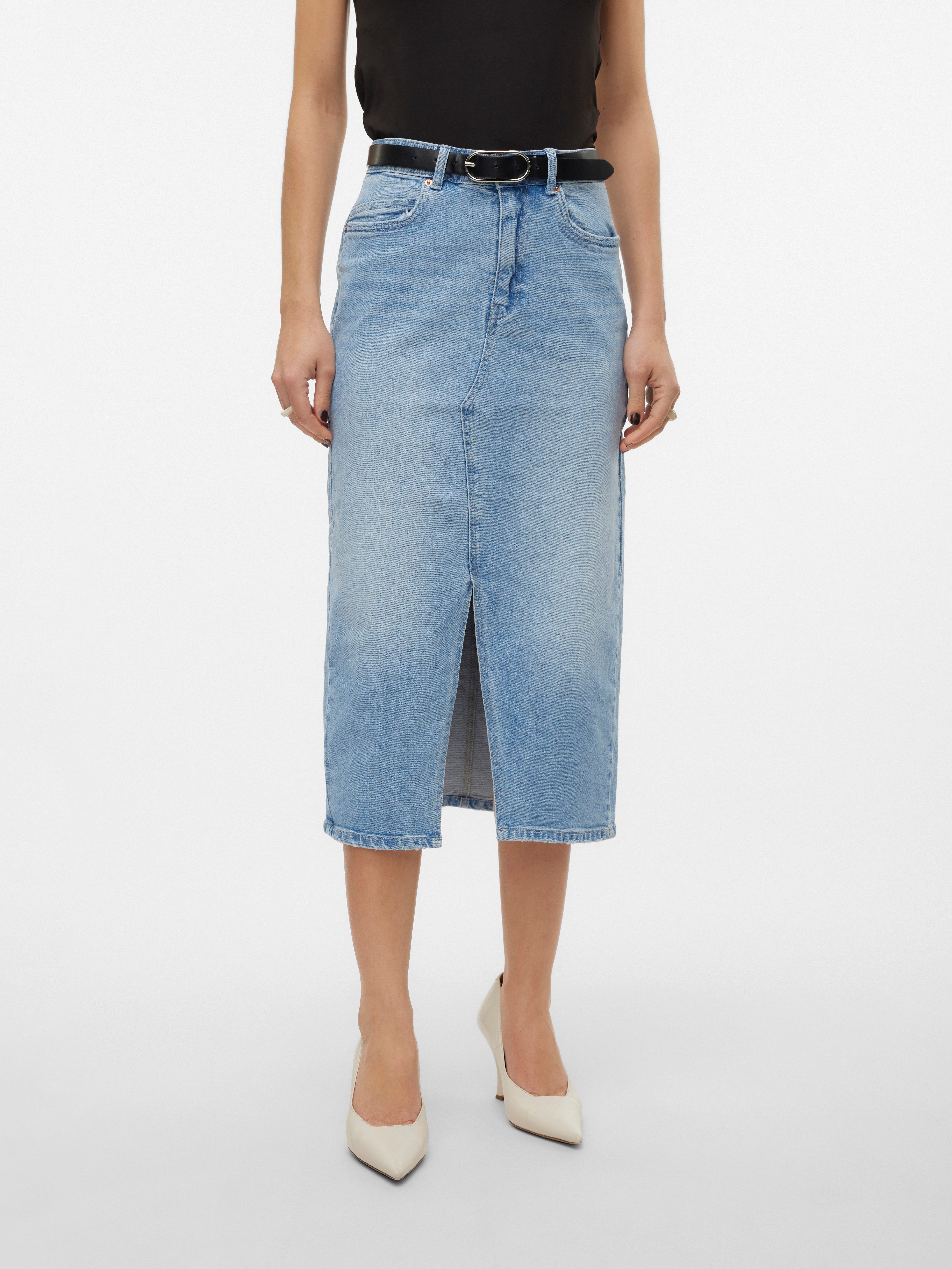 Vero Moda Maxirok VMVERI HR CALF DENIM SKIRT GA NOOS dames maxirokken maat M (38) blauw