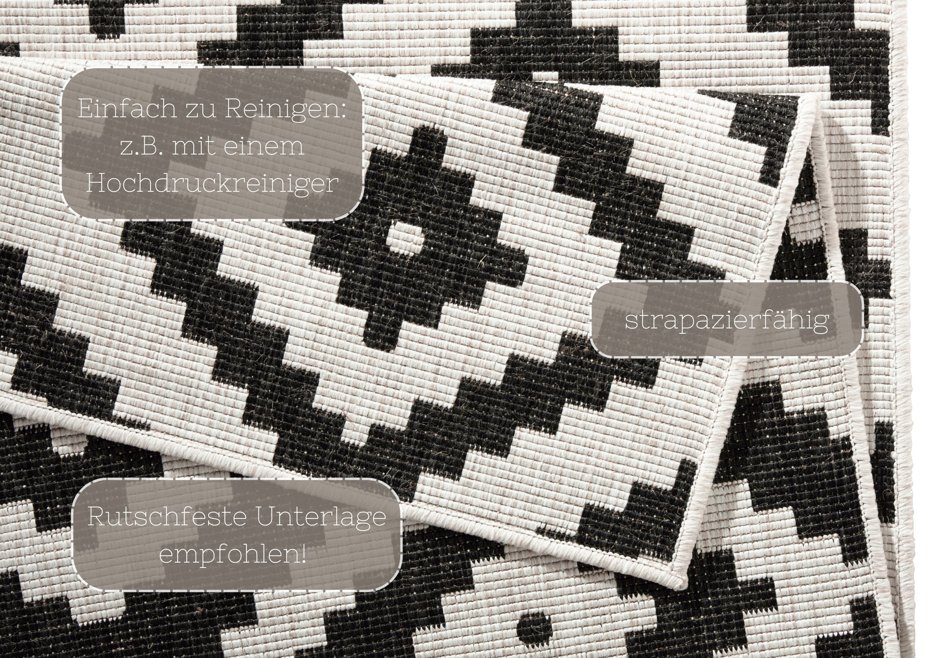 NORTHRUGS Vloerkleed Malta tweezijdig te gebruiken kleed Binnen- en buitengebruik, weerbestendig, balkon, terras, ruit, loper, woonkamer
