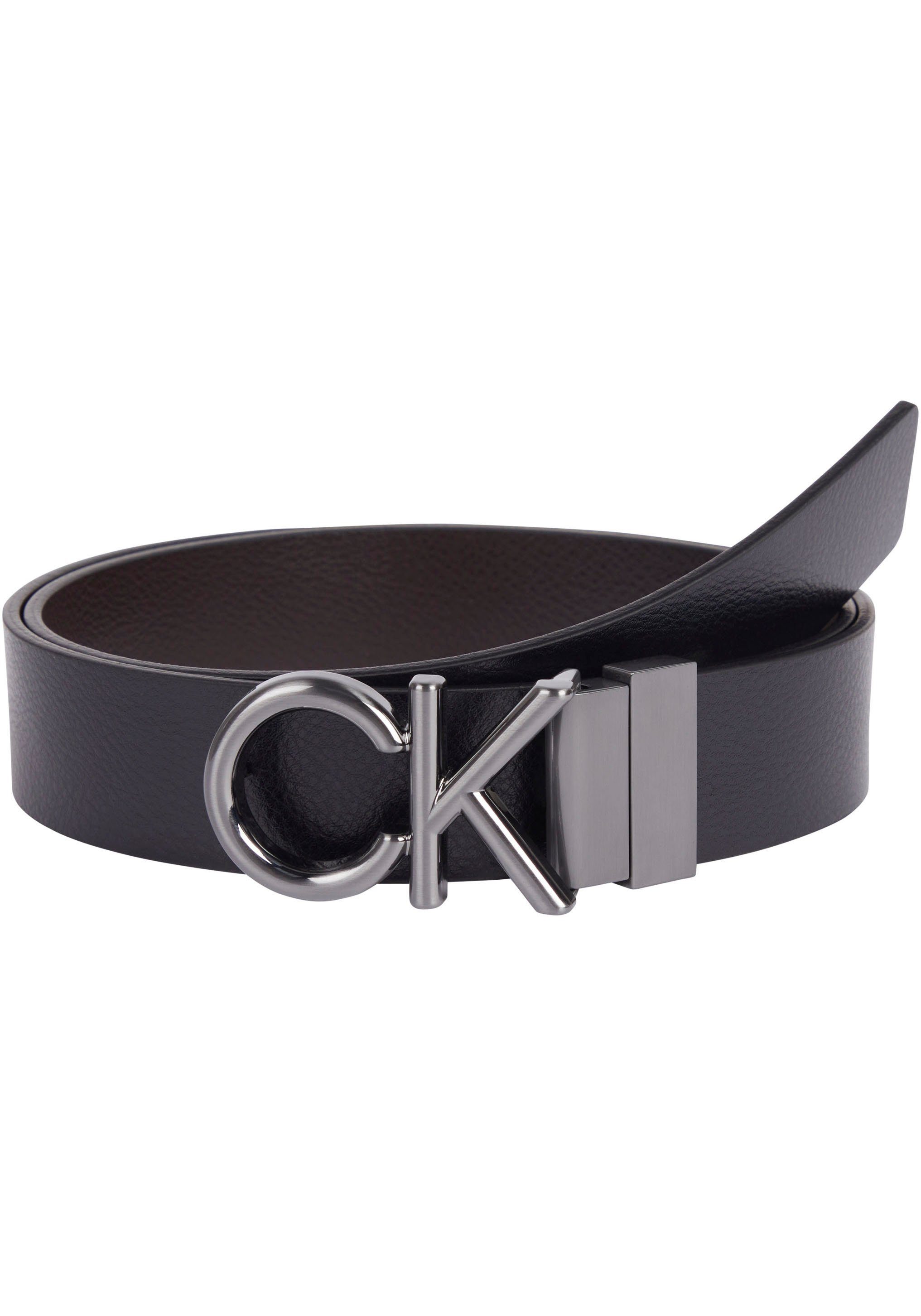 Calvin Klein Leren riem met monogram gesp van metaal