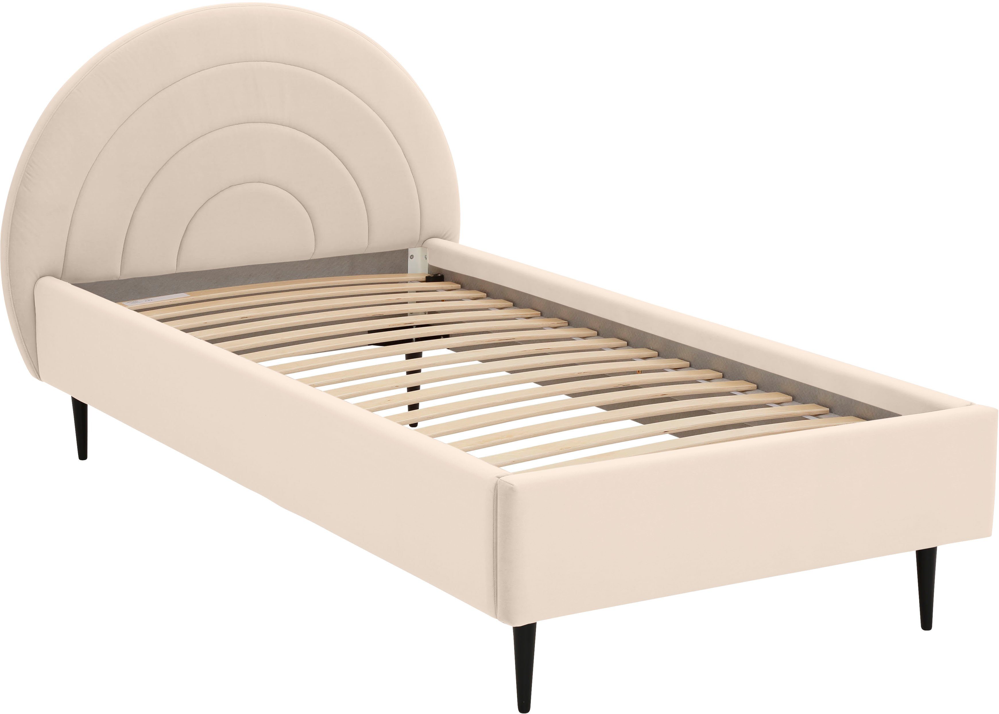 Lüttenhütt Gestoffeerd bed Femmy prettig bekleed hoofdbord met decoratief regenboogmotief