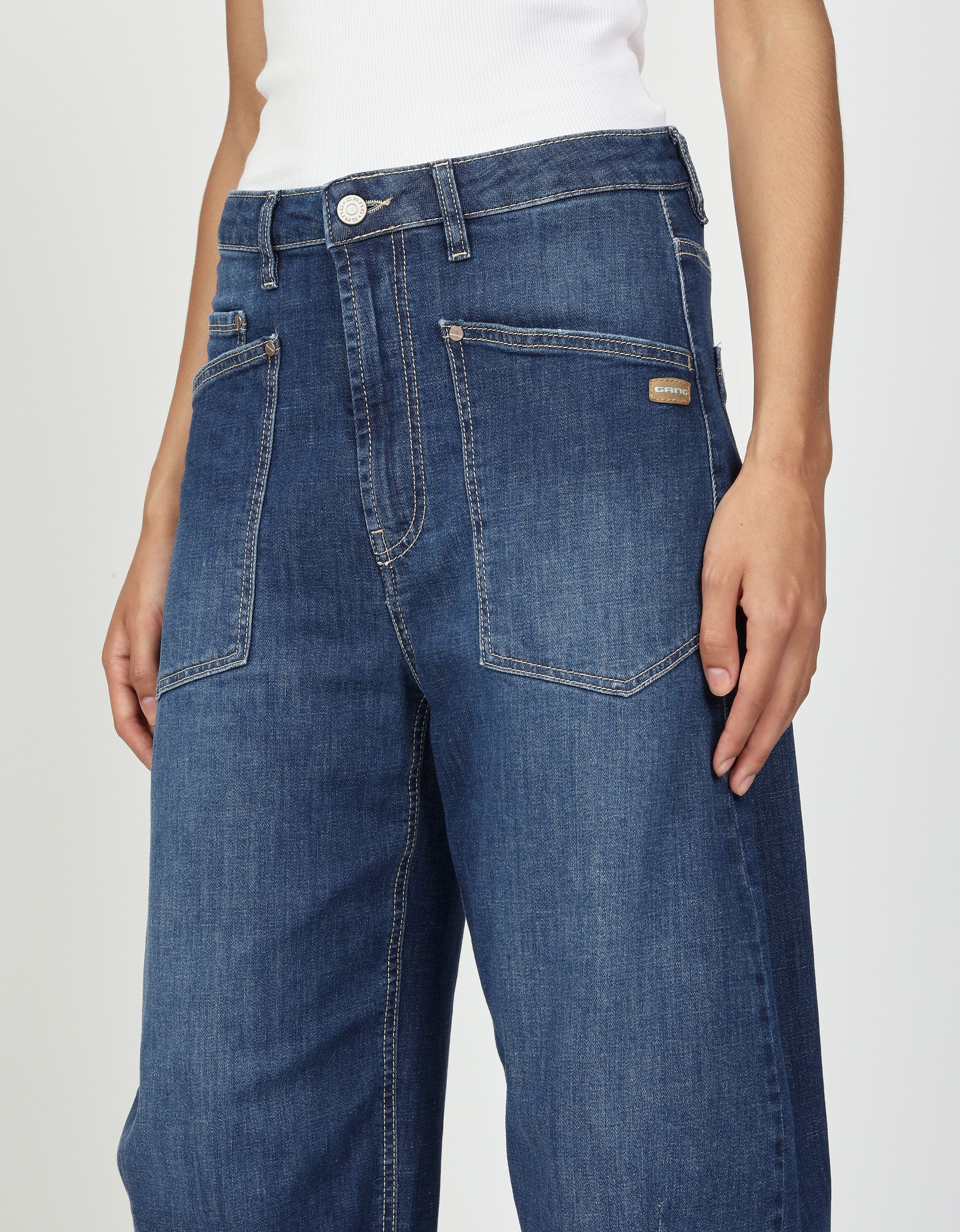 GANG Relax fit jeans 94ODINA met laag geplaatste opgestikte zakken aan de voorkant